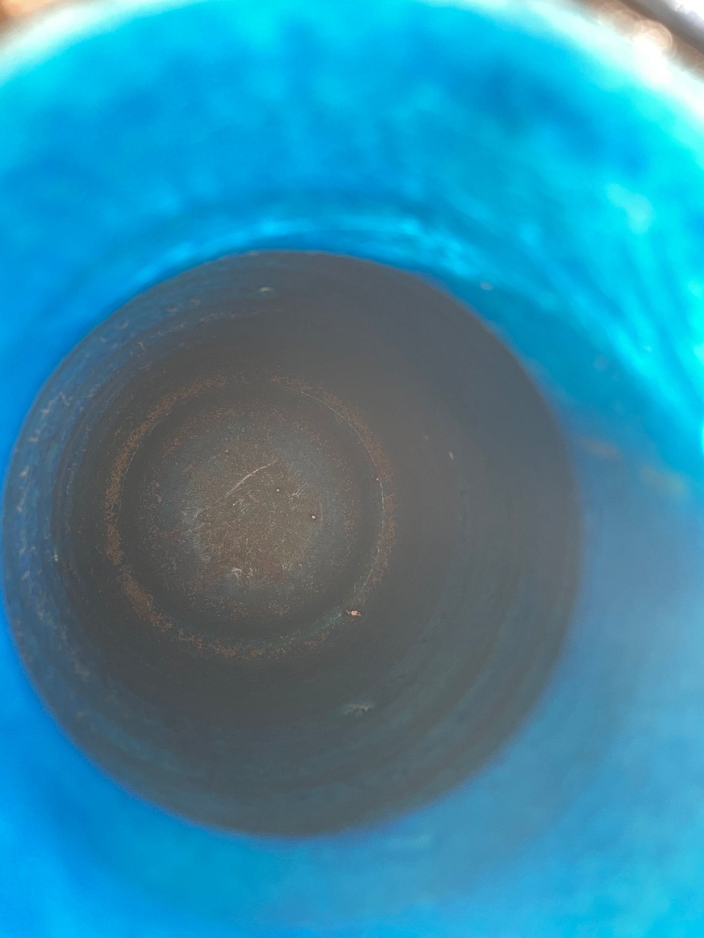 Aldo Londi for Bitossi Rimini Blu Vase – Mid Century Italian Pottery, 22.5cm Turquoise & Cobalt Geometric Glaze, c.1960s