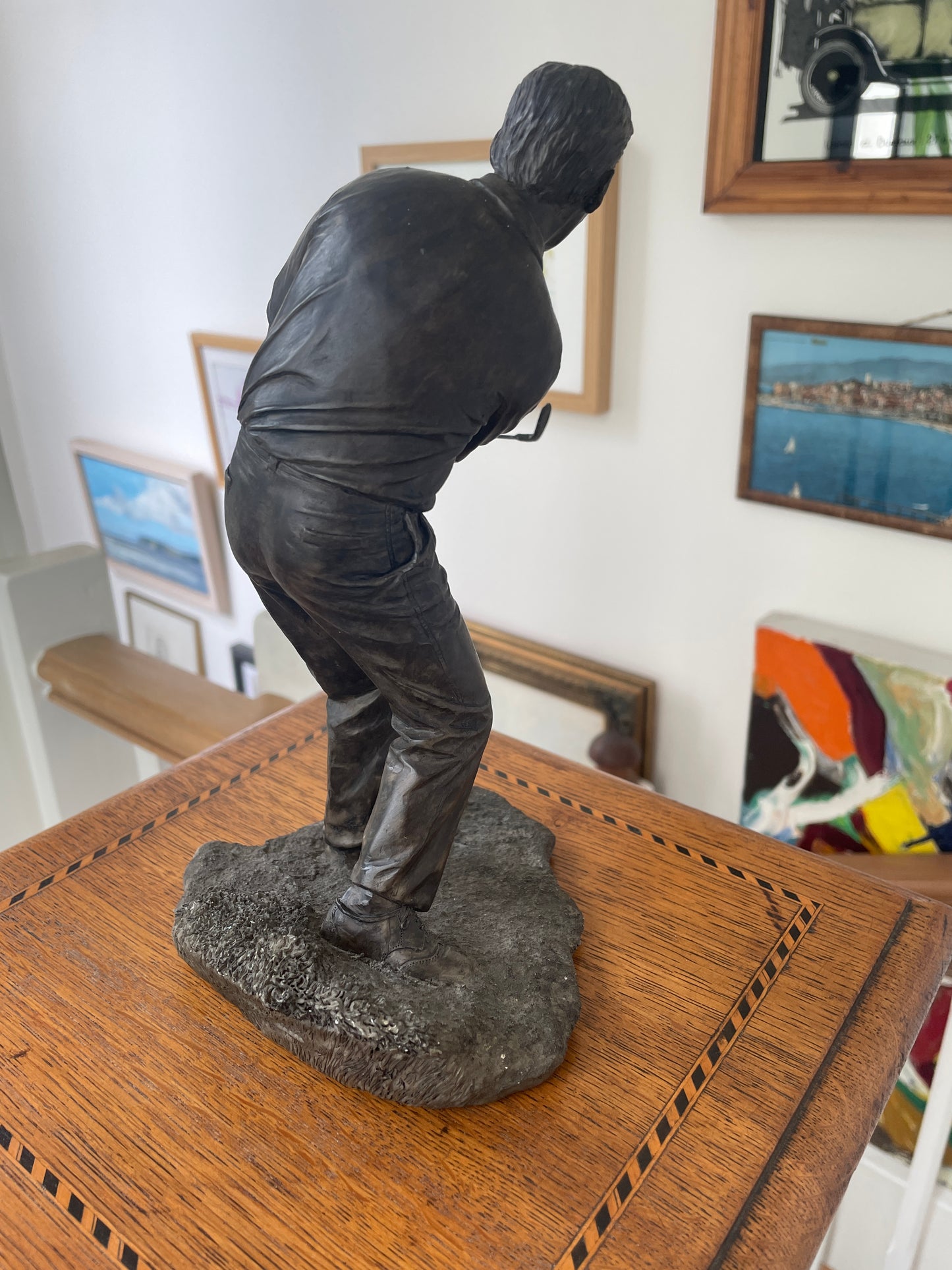 Vintage Bronze Effect Golfer Sculpture – Resin Golf Figurine Sportsman Statue 20th Century Collectible Gift