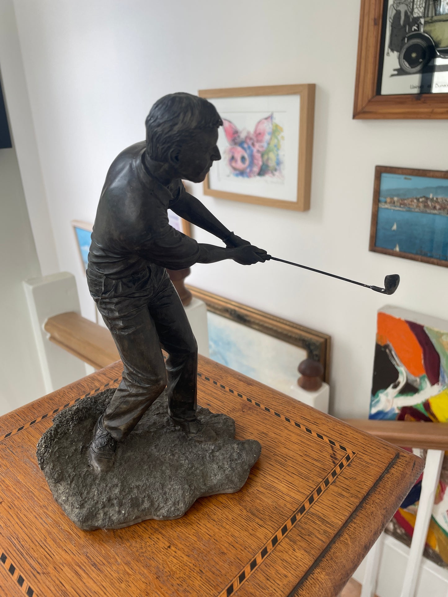 Vintage Bronze Effect Golfer Sculpture – Resin Golf Figurine Sportsman Statue 20th Century Collectible Gift