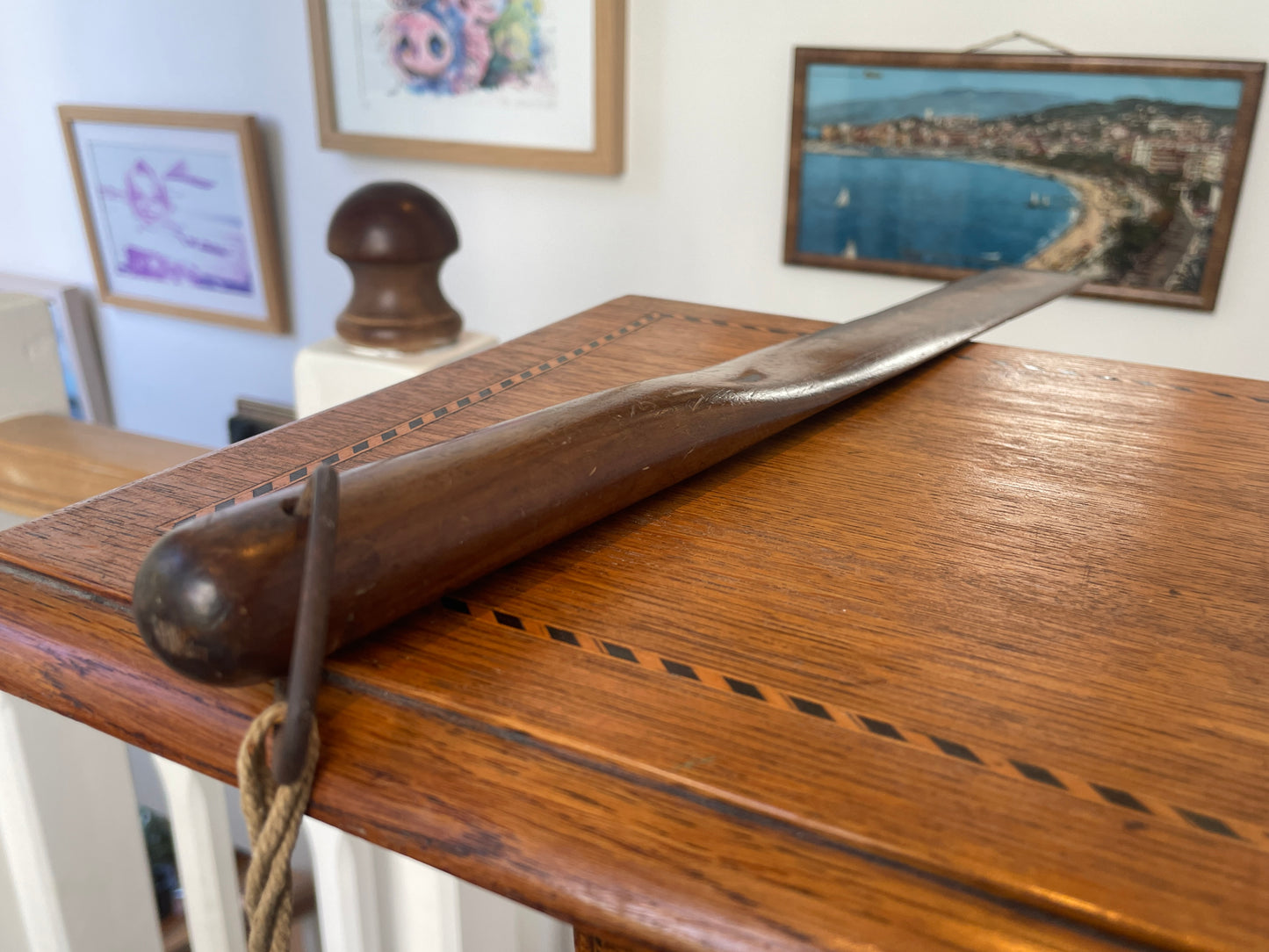 Antique Wooden Page Turner – 42cm Hand-Carved Reading Tool – Vintage Desk Accessory / Library Collectible