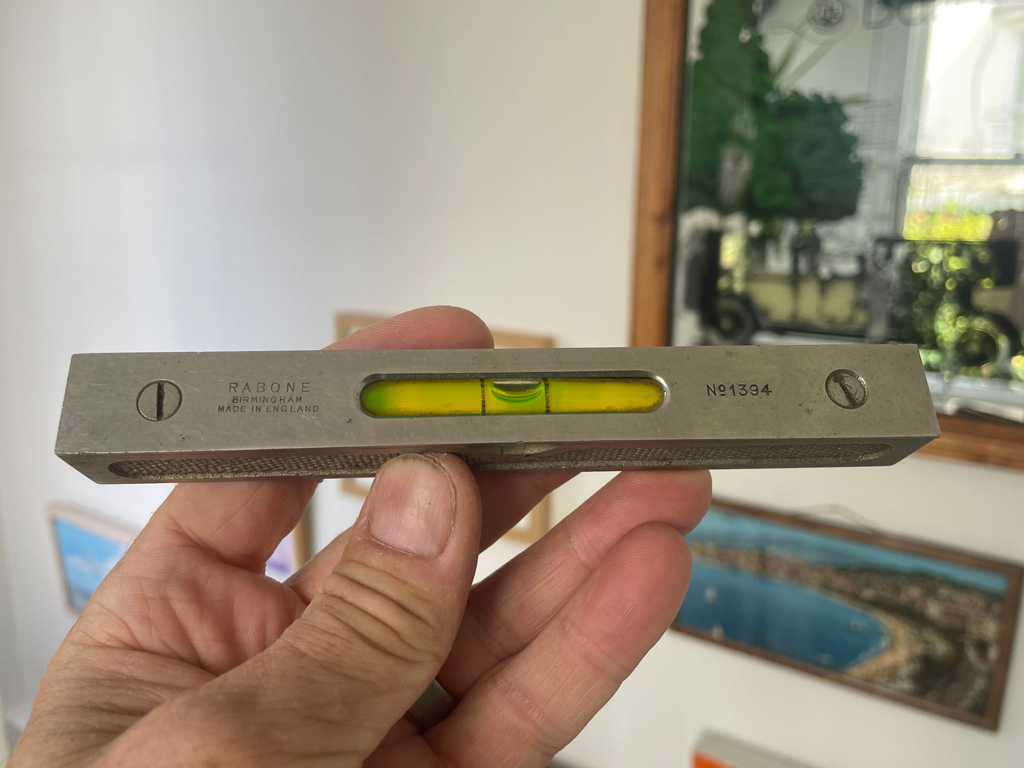 Vintage Rabone Spirit Level No.1394 – Made in England Precision Tool with Wooden Case – Mid 20th Century Carpenter Collectible