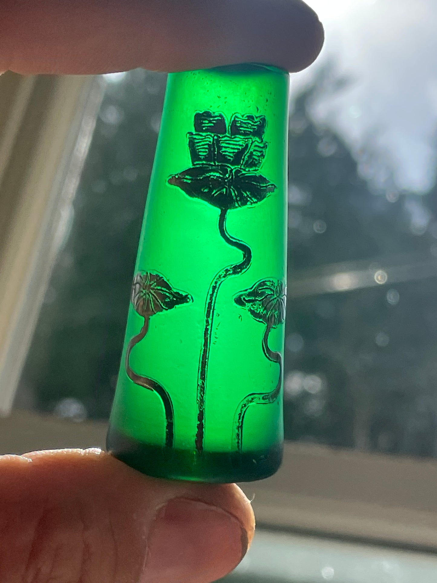 Art Deco Green Glass Bud Vase with Silver Overlay Floral Design – 1930s Vintage Collectible Small Flower Vase