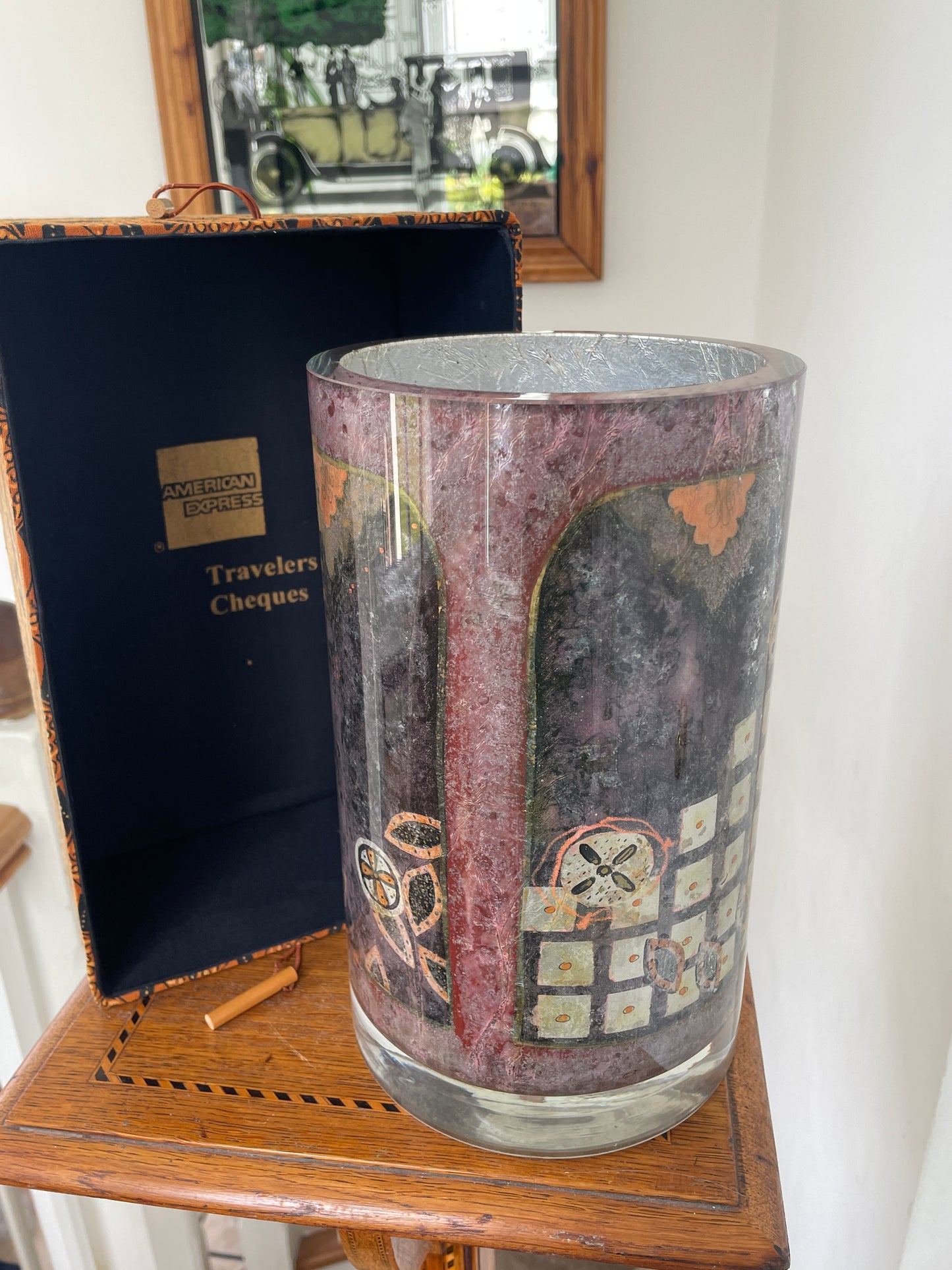 Susan Ward Limited Edition Crystal Art Cylinder Vase – 25cm Decorative Glass with Box – American Express Commission