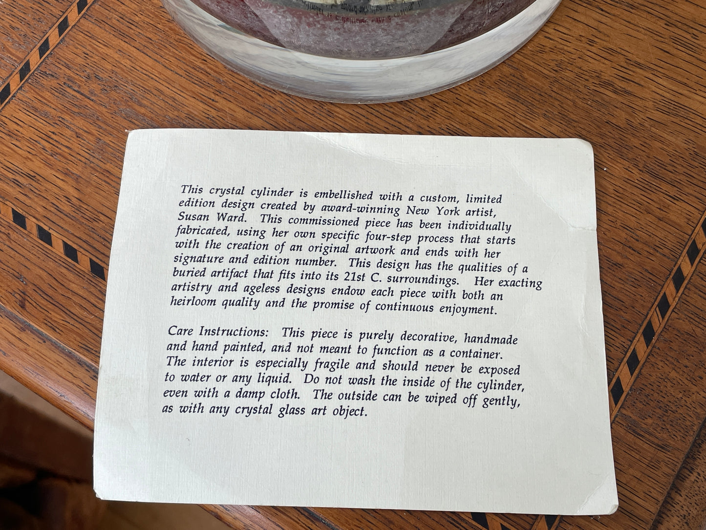 Susan Ward Limited Edition Crystal Art Cylinder Vase – 25cm Decorative Glass with Box – American Express Commission