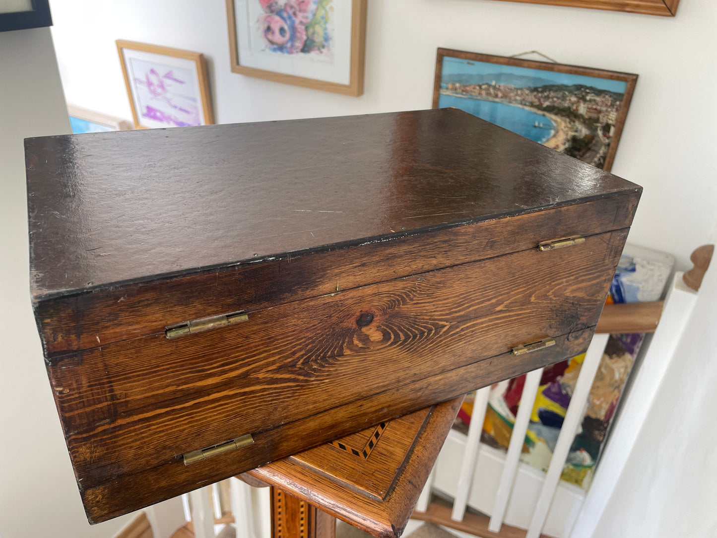 Vintage Wooden 35mm Slide Storage Case with Retro Floral Lining, Holds Colour Slides, Mid Century Photography Box 38x23x15cm