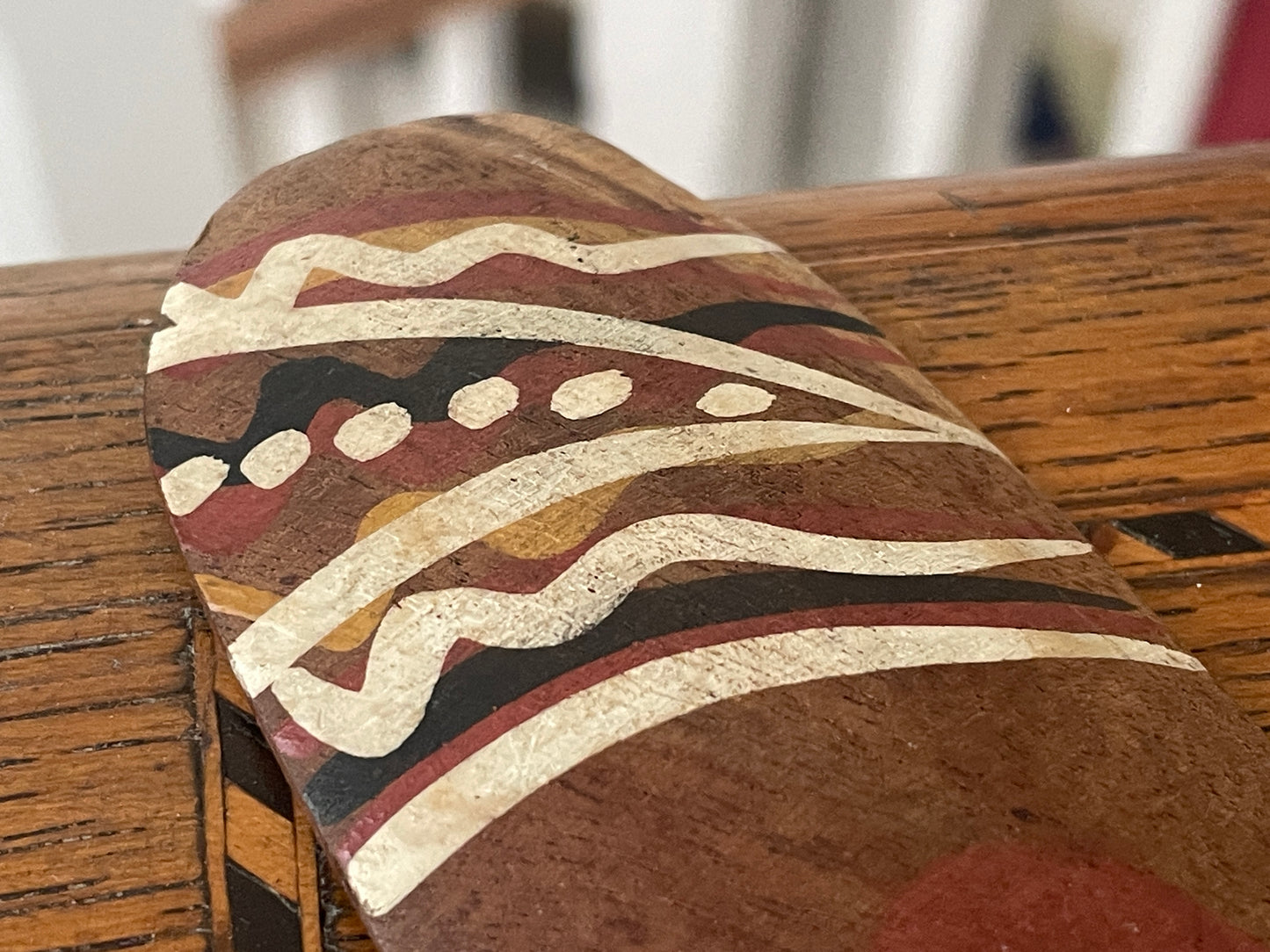 Vintage Aboriginal Painted Boomerang – Queensland Aboriginal Creations Australia – Authentic Souvenir with Certification