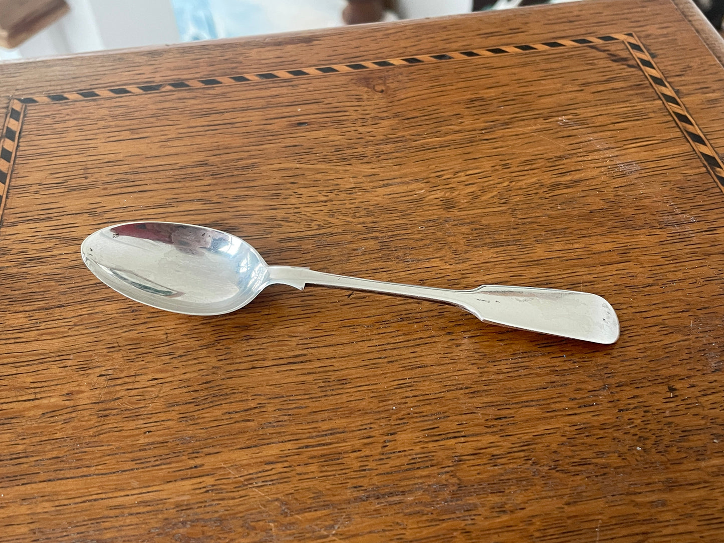Antique Victorian Sterling Silver Teaspoon, Birmingham 1885, Hilliard & Thomason, Hallmarked Fiddle Pattern Collectible