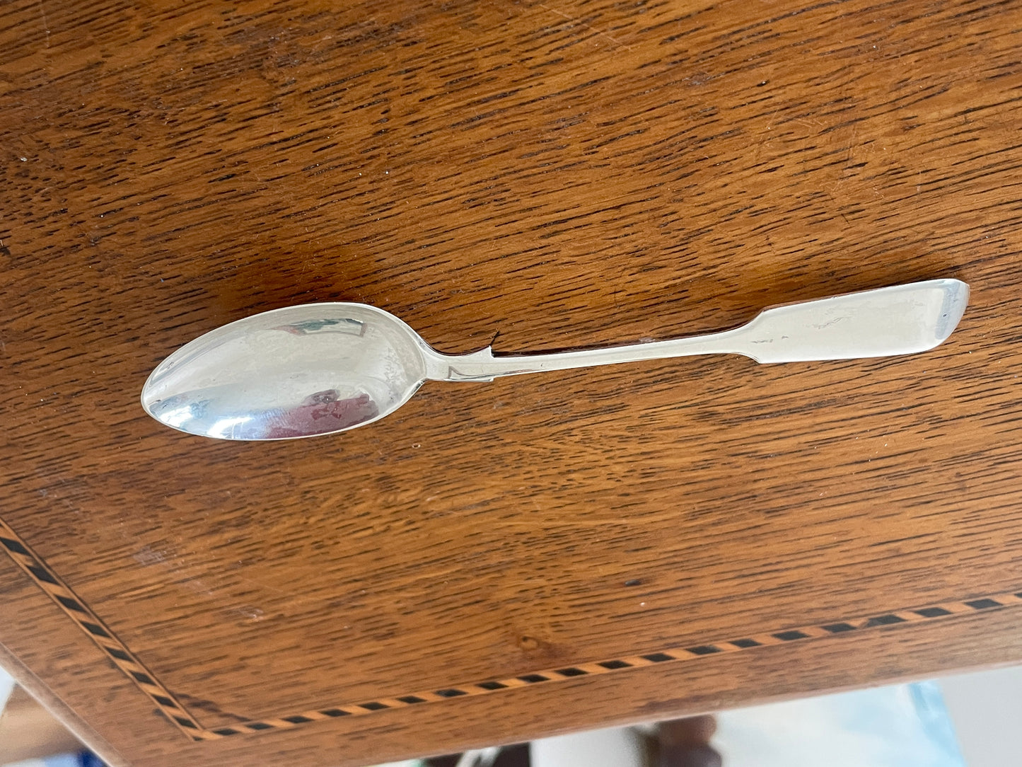 Antique Victorian Sterling Silver Teaspoon, Birmingham 1885, Hilliard & Thomason, Hallmarked Fiddle Pattern Collectible