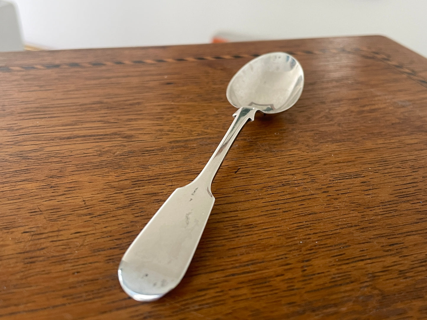 Antique Victorian Sterling Silver Teaspoon, Birmingham 1885, Hilliard & Thomason, Hallmarked Fiddle Pattern Collectible