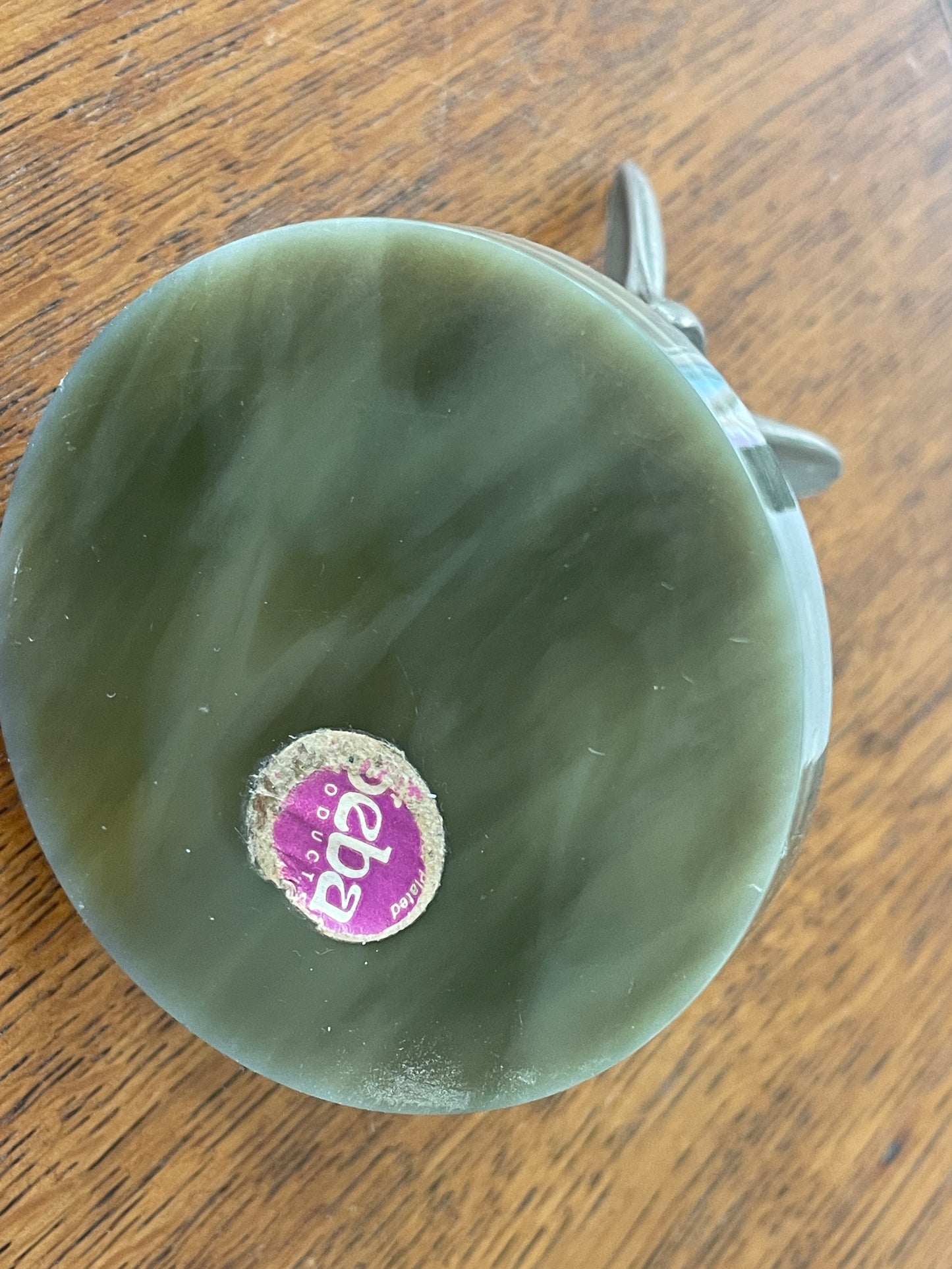 Vintage Seba Products Donkey Ring Holder – Silver Plated Jewellery Stand on Green Onyx Base, 1950s Mid Century Modern Gift