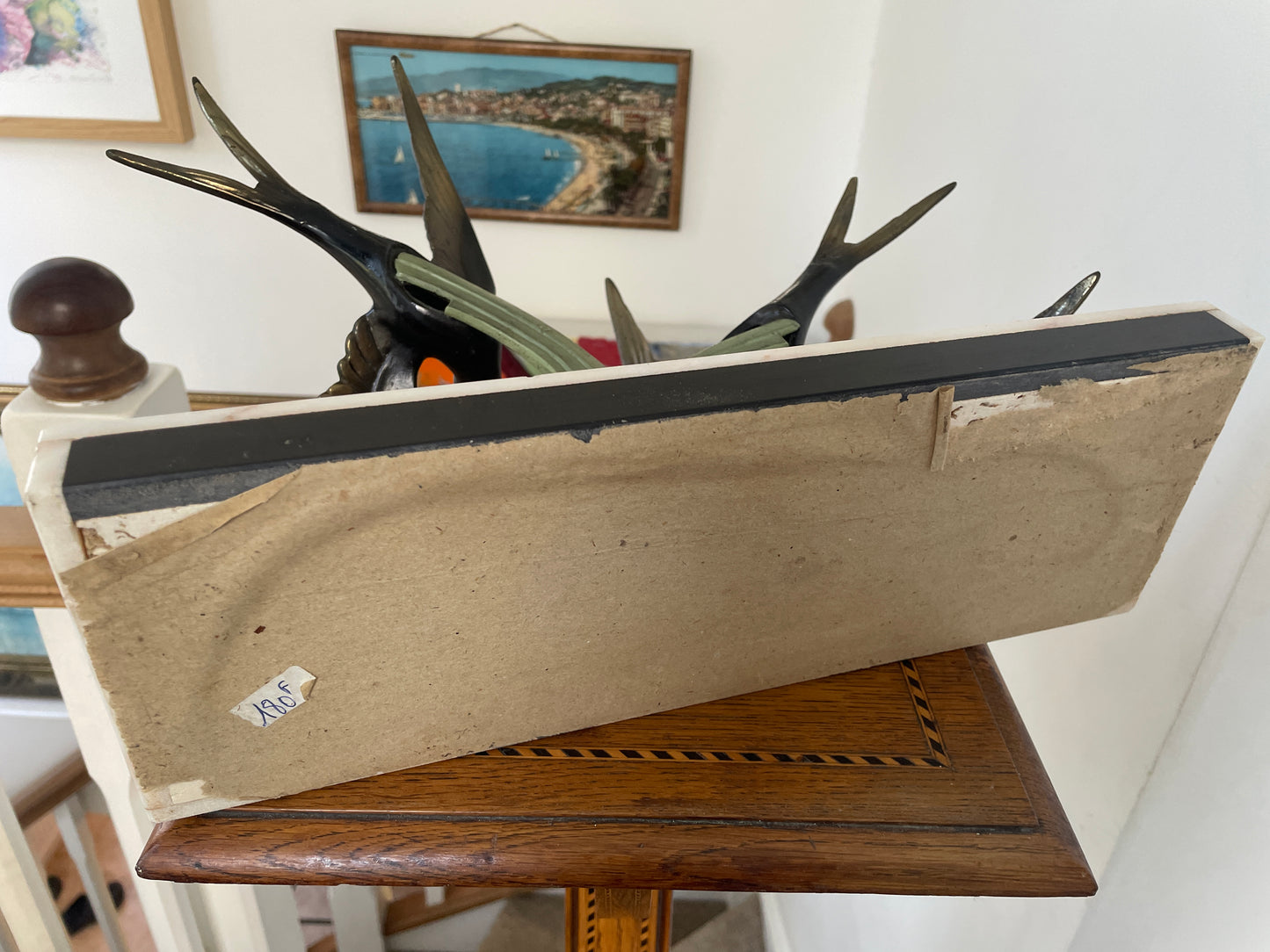 French Art Deco Swallows Sculpture on Marble Base – 1930s Spelter Birds in Flight, Signed Style Decorative Statue, 35cm Wide 32cm Tall