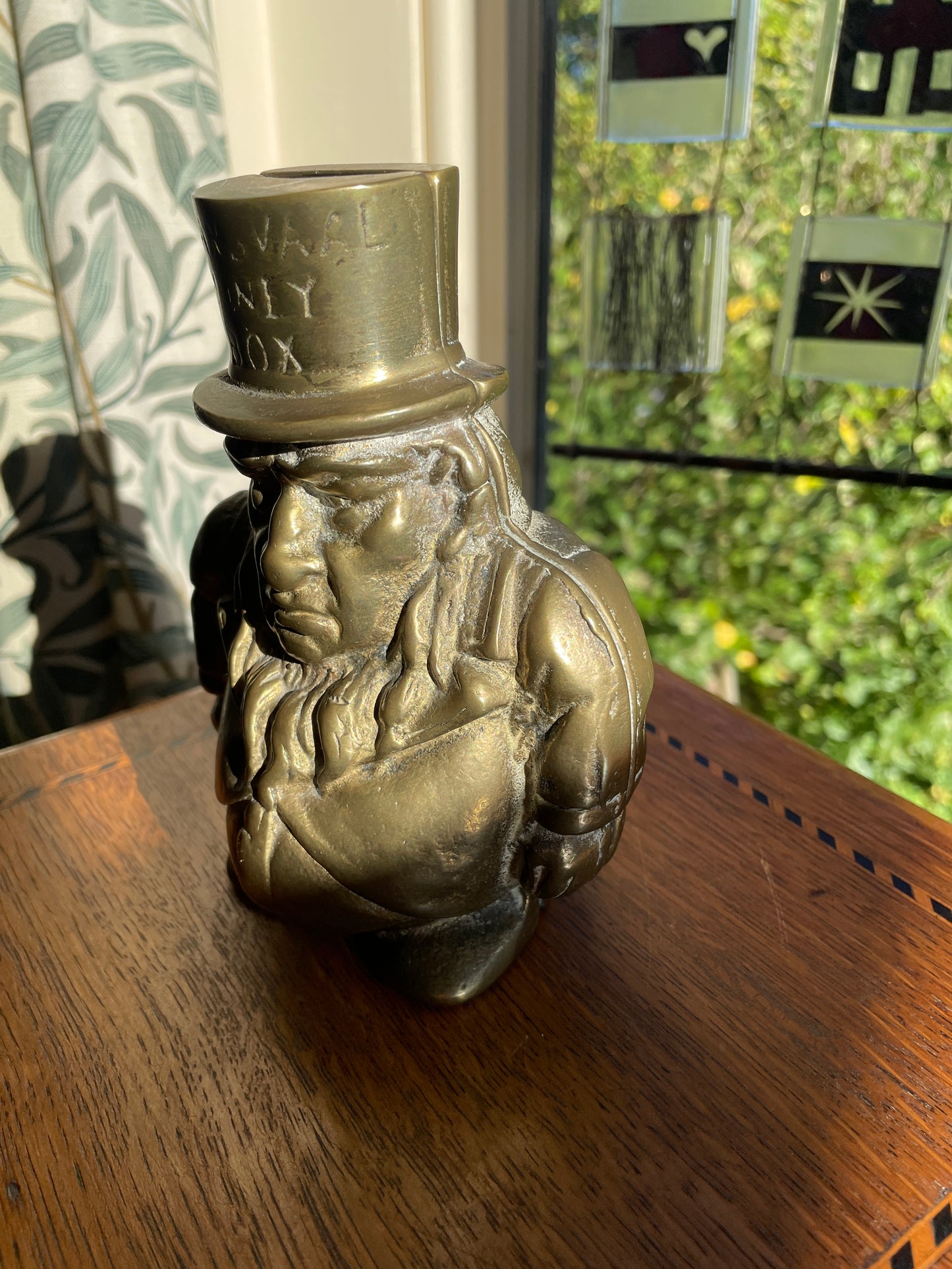 Antique Brass Paul Kruger “Transvaal Money Box” – Made in England Boer War Era Cast Metal Novelty Coin Bank c.1900