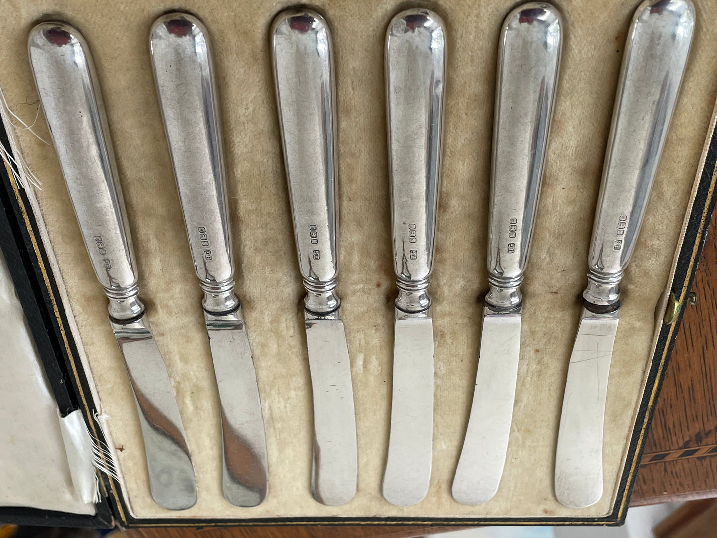 Antique 1914 Sheffield Silver Handled Knives – Henry Greaves Sterling Silver Cutlery Set of 6  in original case