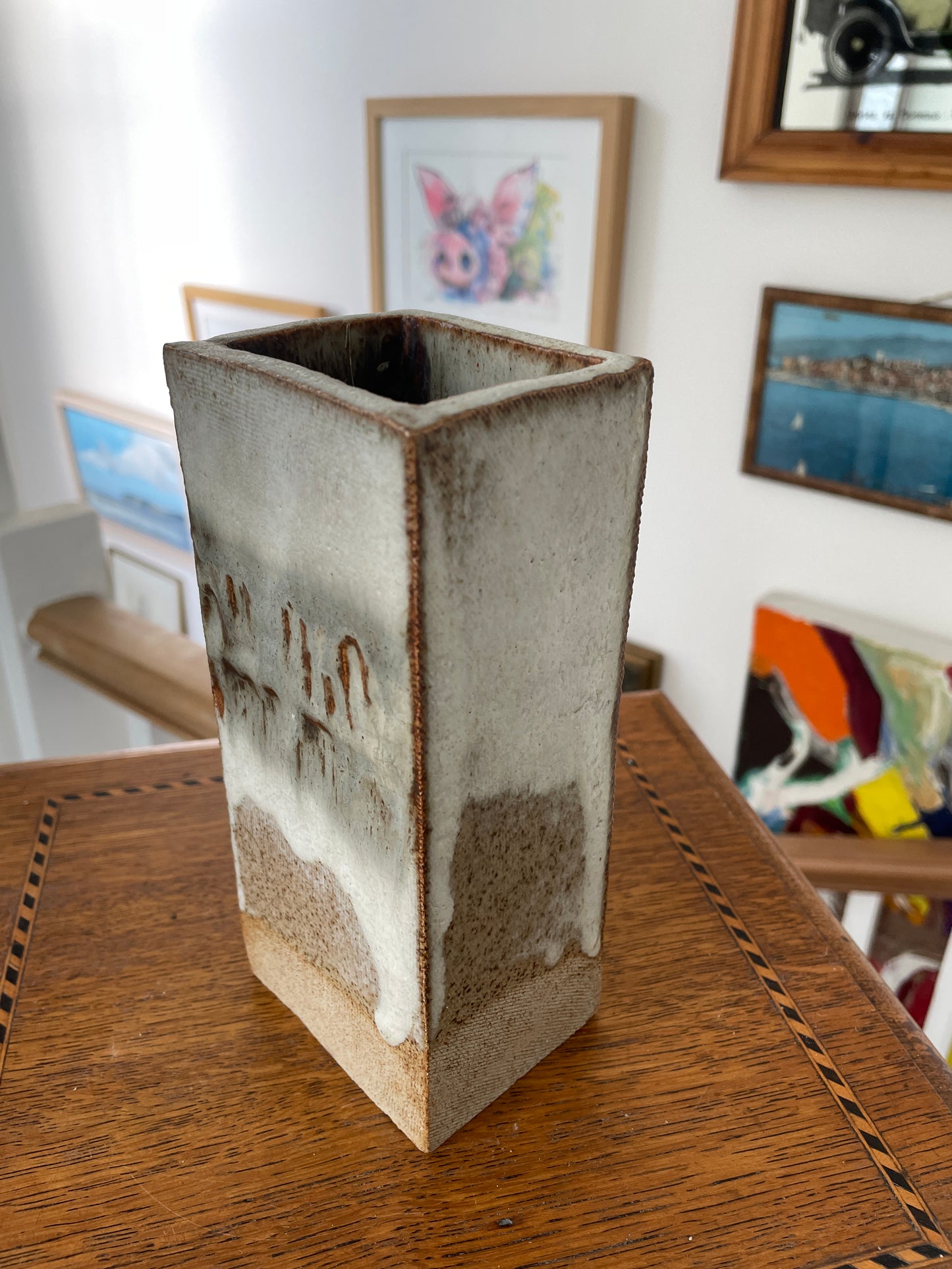Marion Lipscomb Studio Pottery Vase – 1977 Signed British Stoneware, Textured White Glaze, Mid-Century Modern Ceramic