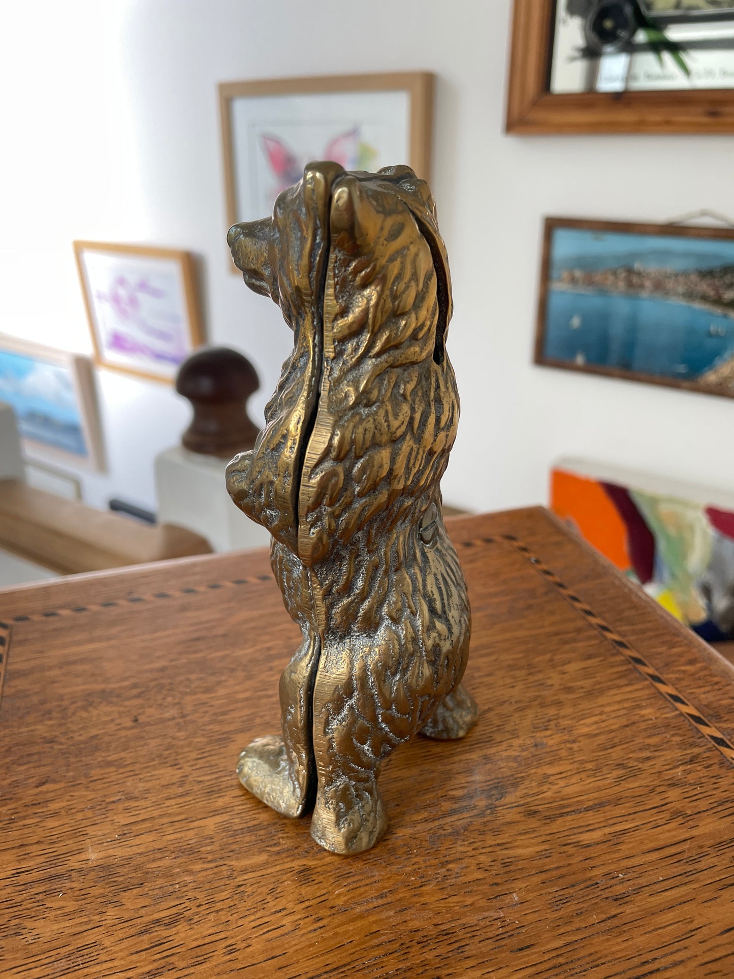Vintage Brass Bear Money Box – Standing Bear Coin Bank, Mid-Century Cast Brass Figurine, 15cm Tall