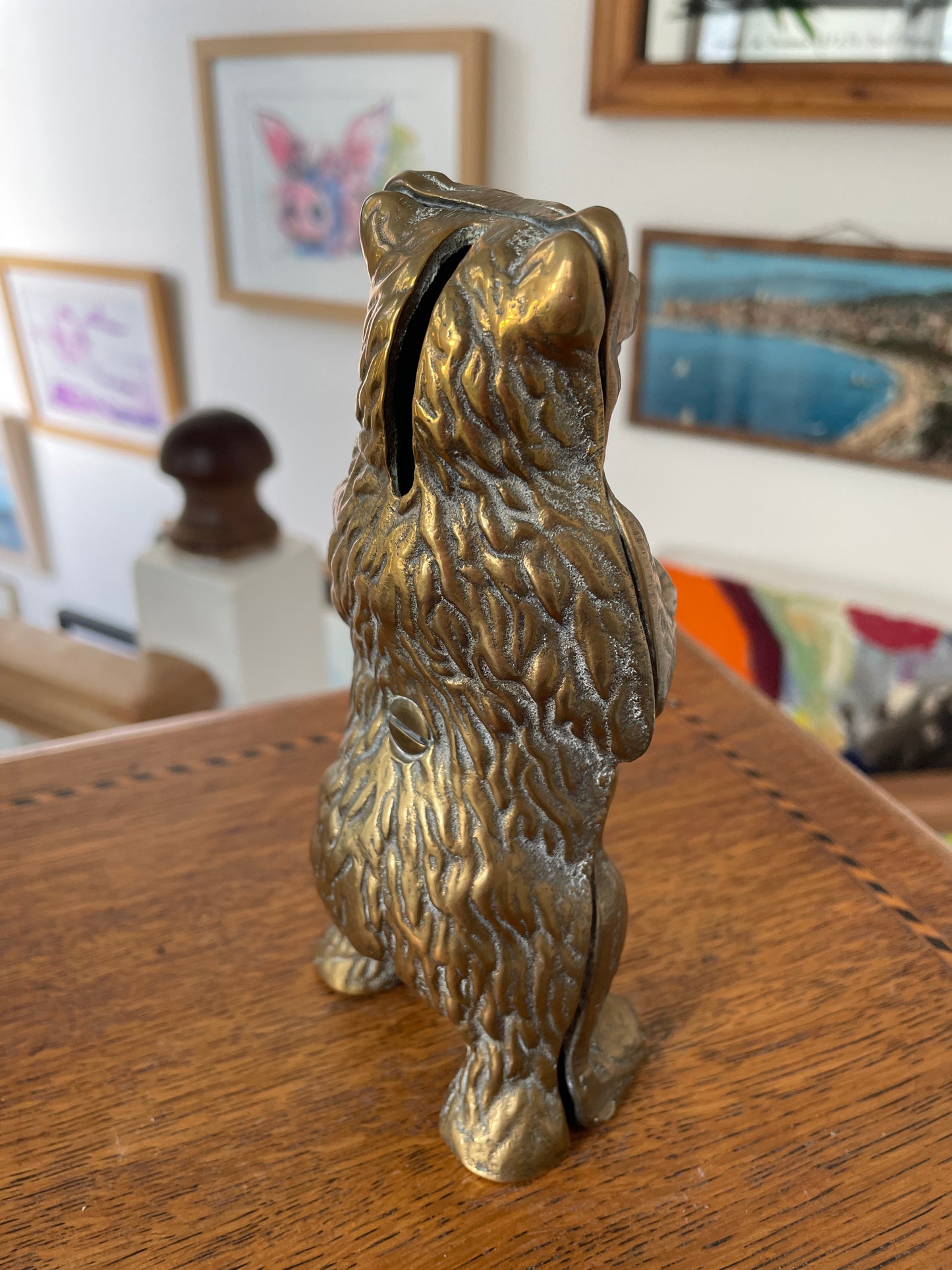 Vintage Brass Bear Money Box – Standing Bear Coin Bank, Mid-Century Cast Brass Figurine, 15cm Tall