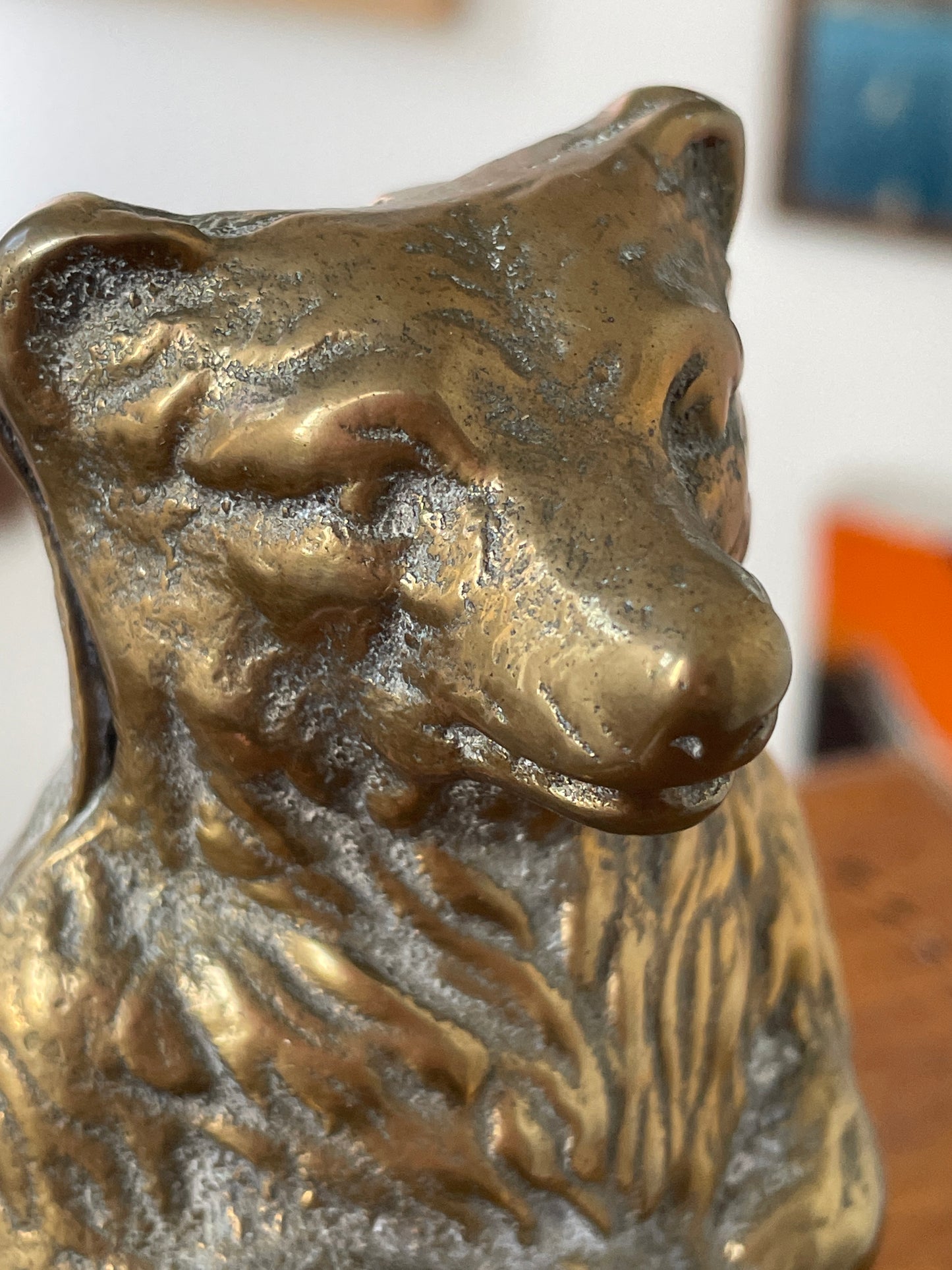 Vintage Brass Bear Money Box – Standing Bear Coin Bank, Mid-Century Cast Brass Figurine, 15cm Tall