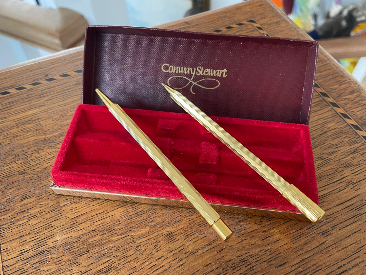 Vintage Conway Stewart Gold Ballpoint Pen and Pencil Set – Boxed UK-Made Writing Set, 1970s Executive Gift