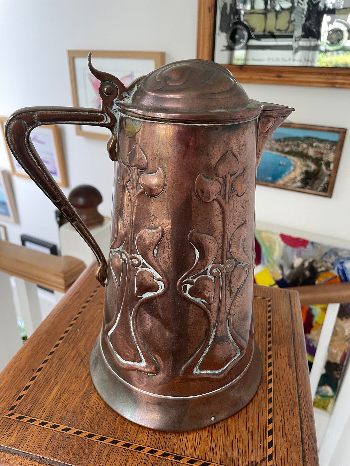 Antique Art Nouveau Copper Jug by Joseph Sankey and Sons c1905 - English Arts and Crafts
