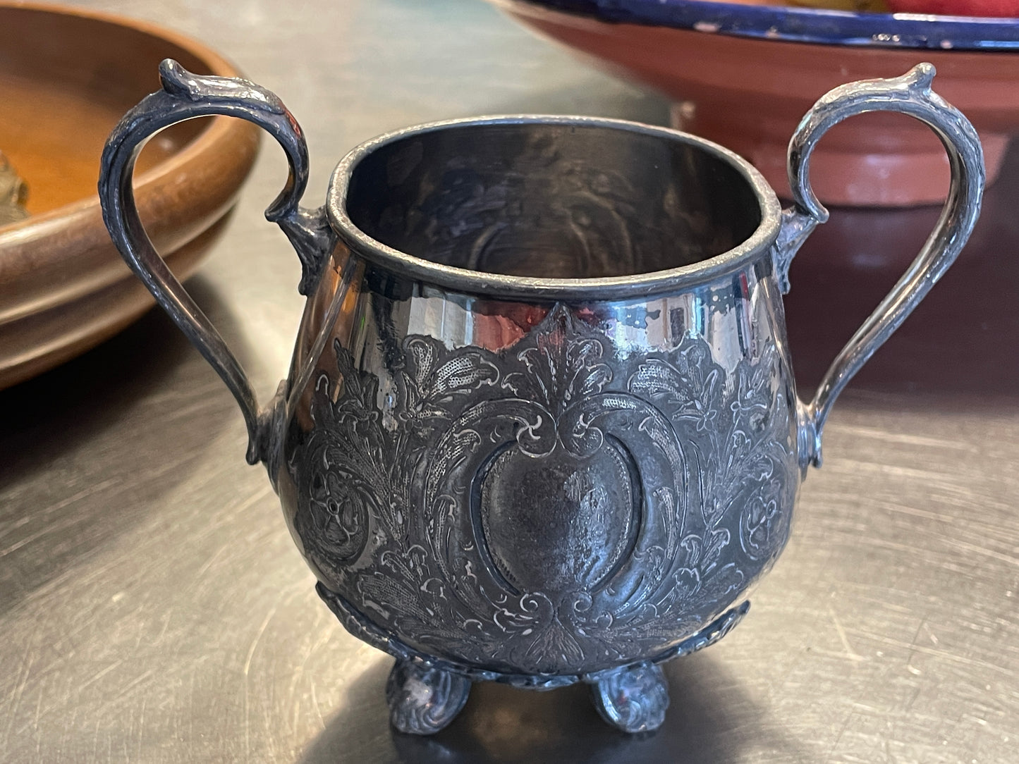 Antique Victorian Silver Plated Sugar Bowl by James Dixon & Sons Sheffield, Rococo Revival Design, EPBM 2080, c.1880