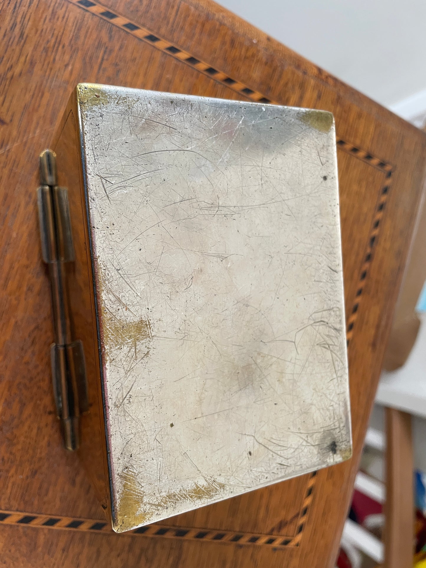 Antique 19th Century Brass Engraved Box – Hinged Victorian Trinket Storage Box