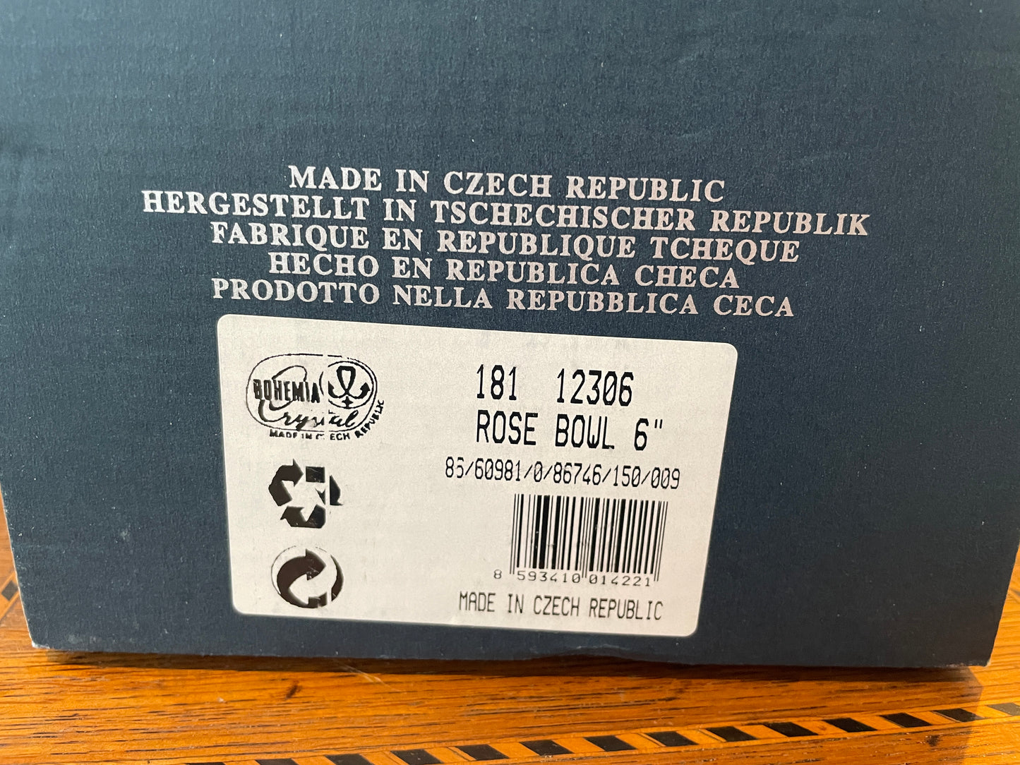 Antique Czech Lead Crystal Rose Bowl – Hand-Cut Bohemia Crystal with Flower Arranger Grid (c.20th Century)