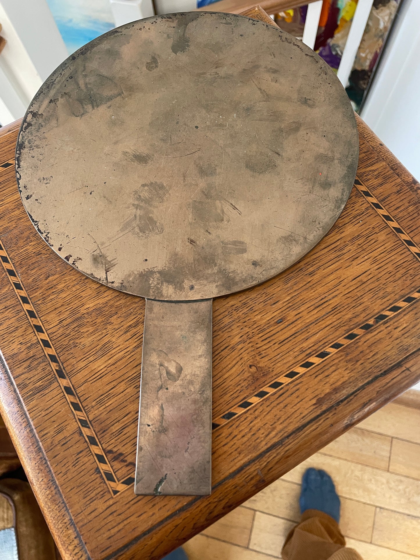 Antique Japanese Bronze Hand Mirror – Cranes, Pine & Kotobuki Longevity Design (c.1900)