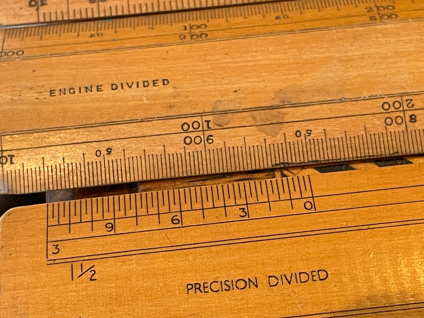 Antique British Drafting and Engineering Rules – Engine Divided Scales, Advertising Rulers and Mahogany Case Collection (c.1910–1950)