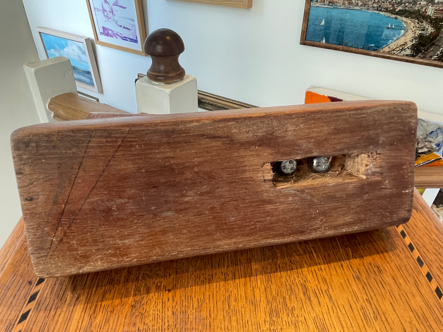 Vintage Jaguar Car Mascot – Chrome Leaping Bonnet Ornament on Wooden Display Block (c.20th Century)