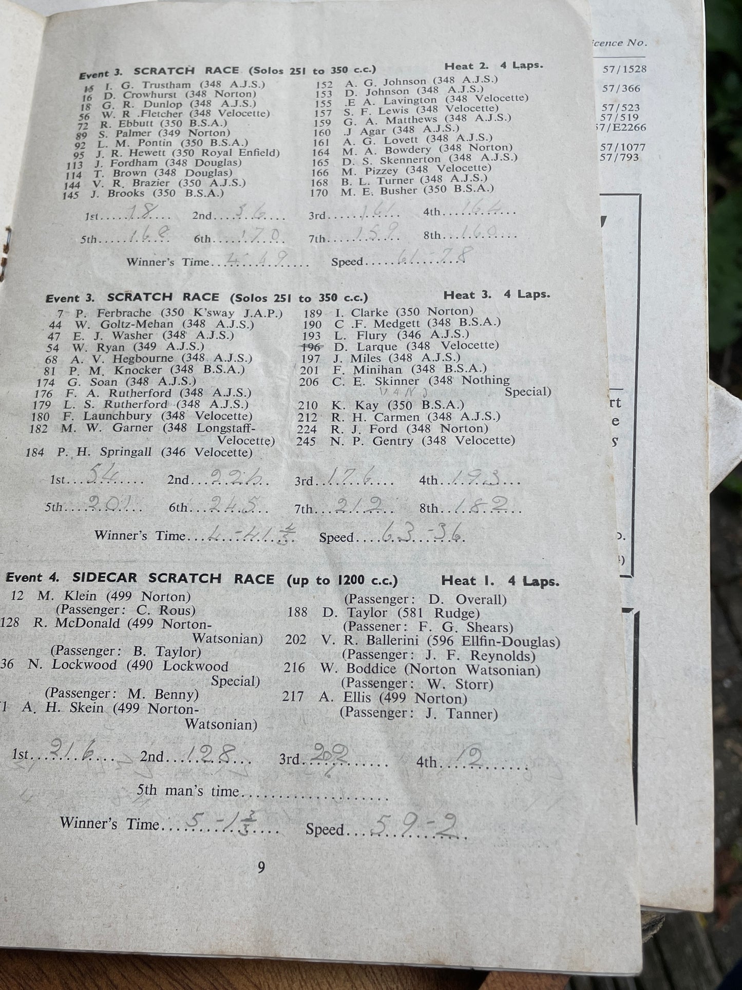 Three vintage Brands Hatch motor racing official programs 1950's