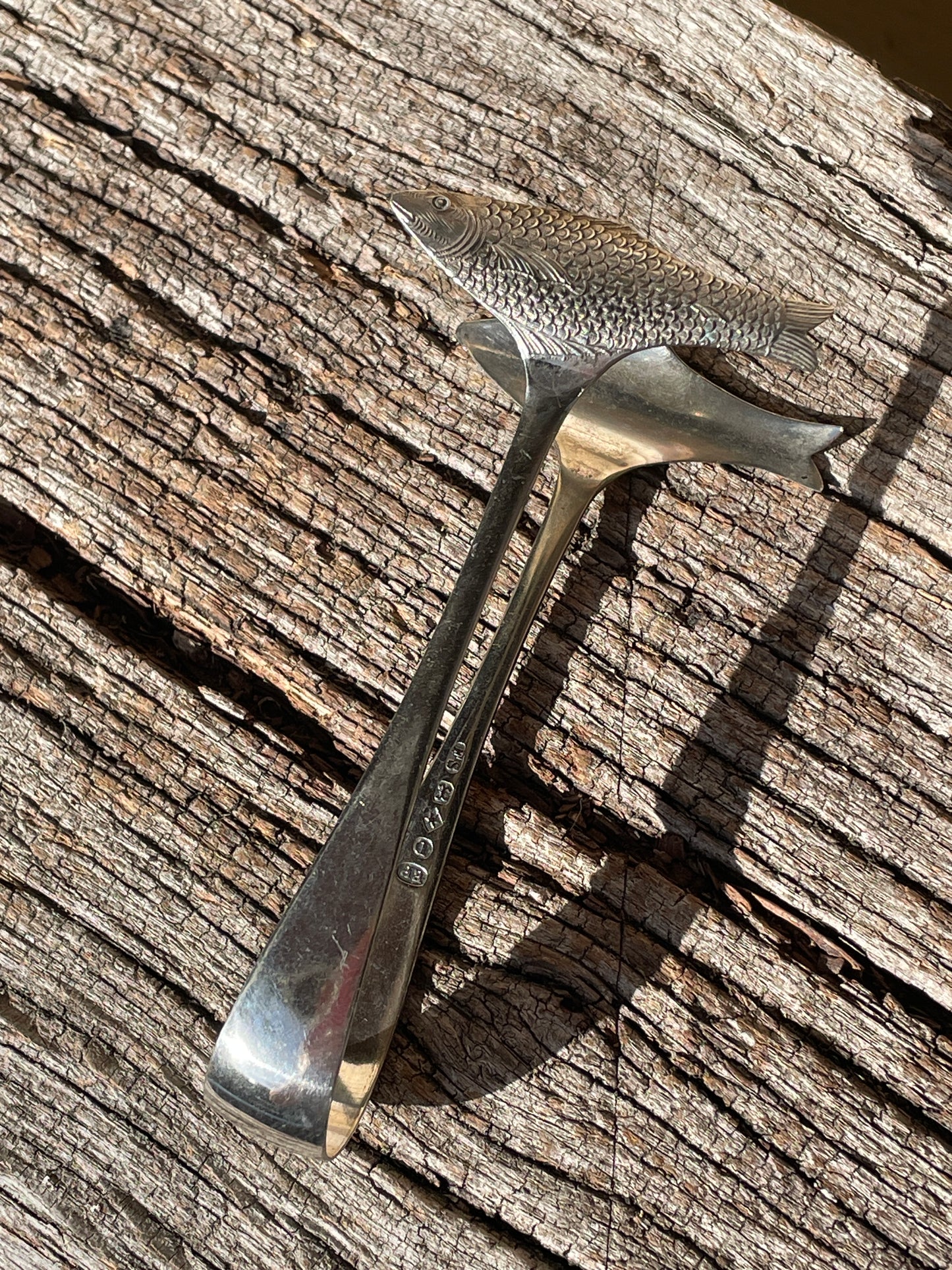 Pair of silver plated Antique Sardine Servers/Tongs - 11.5cm Long