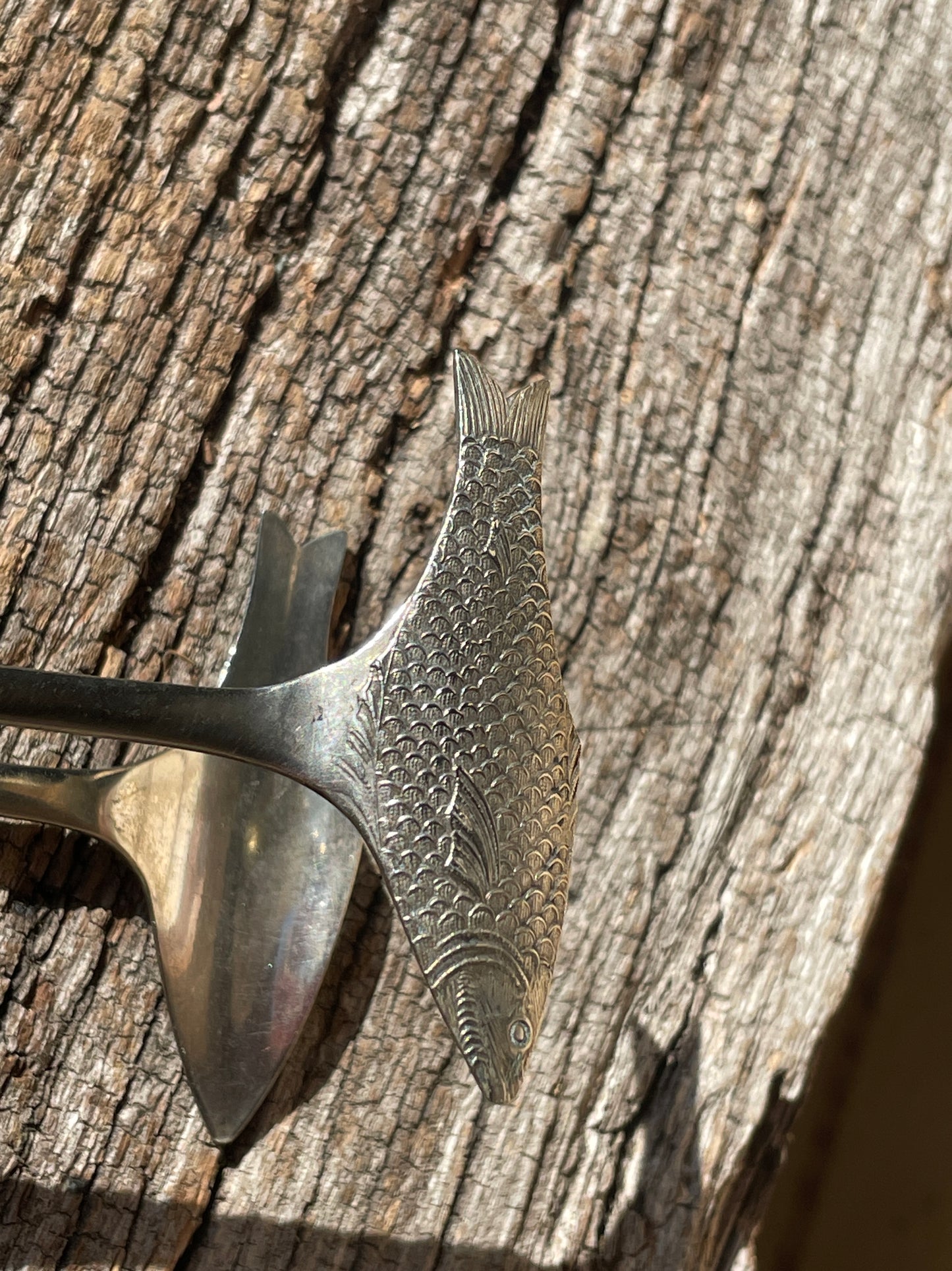 Pair of silver plated Antique Sardine Servers/Tongs - 11.5cm Long