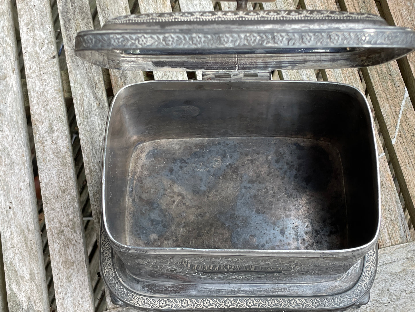 Antique Victorian silver plated tea caddy by John Round and son 1886 Sheffield