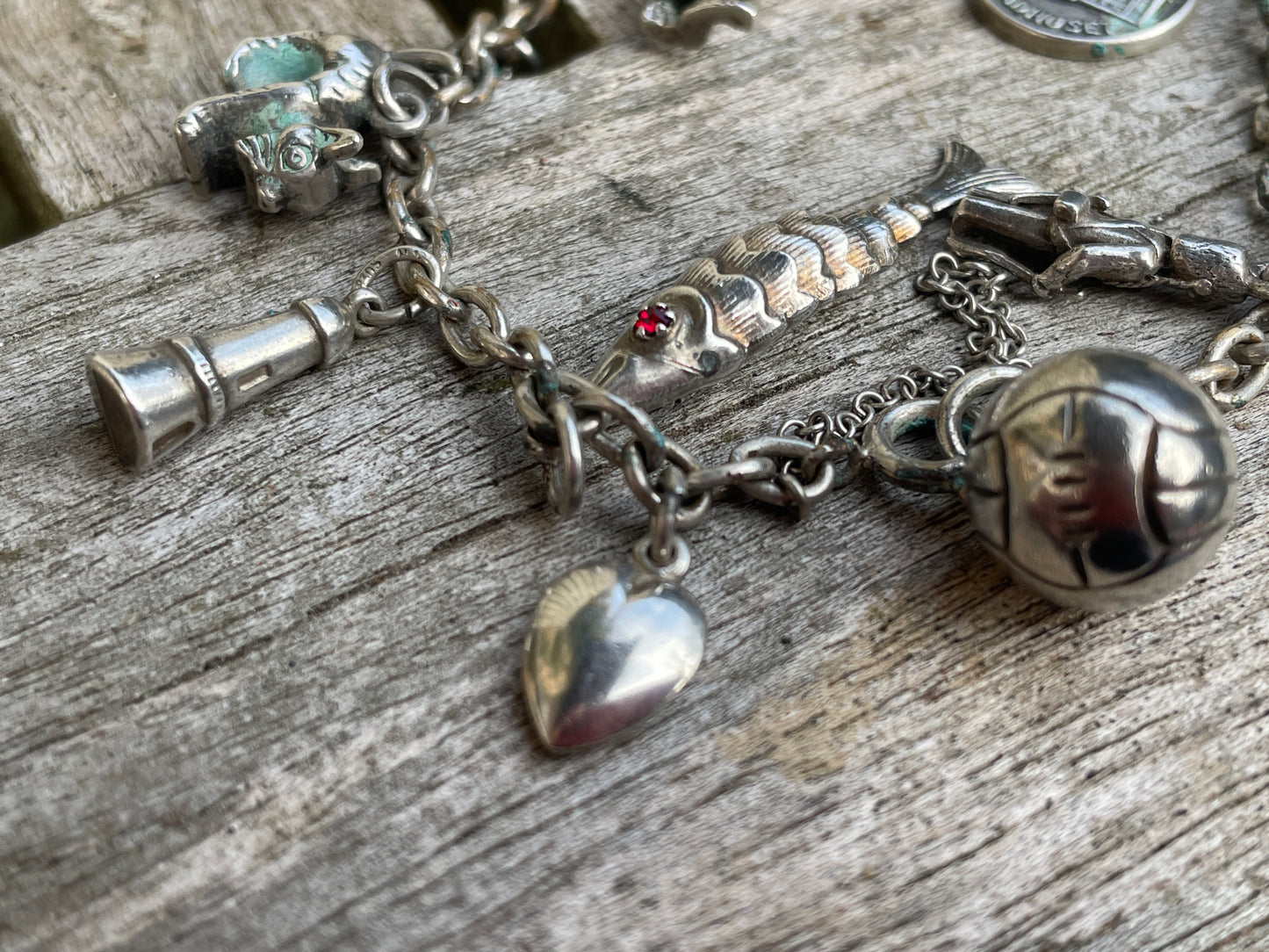 Vintage Silver Charm Bracelet 31g – 12 Charms inc. Malmö Rådhuset, Red-Eyed Fish, Soldier, Key 835, Football & More Collectible