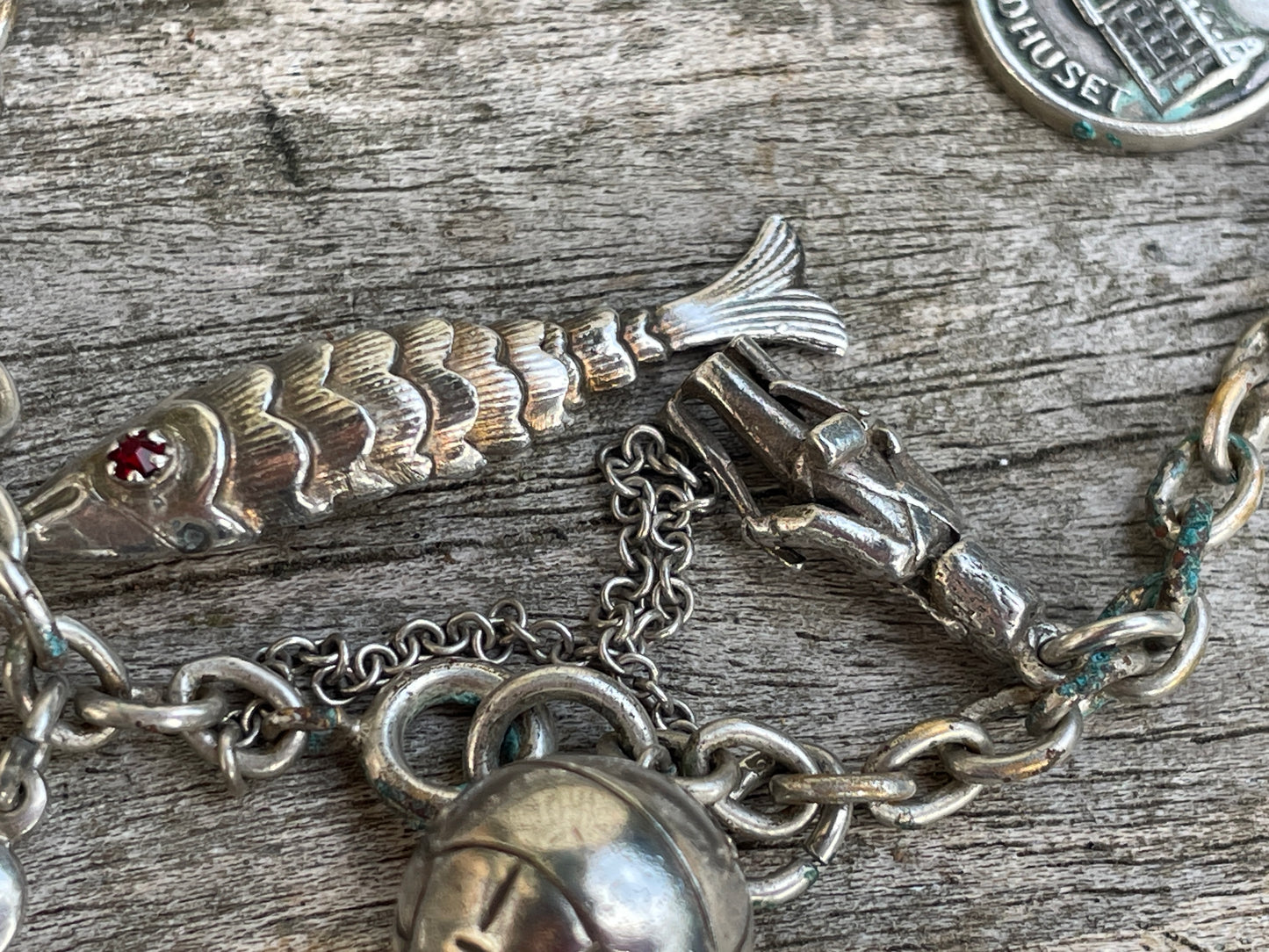 Vintage Silver Charm Bracelet 31g – 12 Charms inc. Malmö Rådhuset, Red-Eyed Fish, Soldier, Key 835, Football & More Collectible