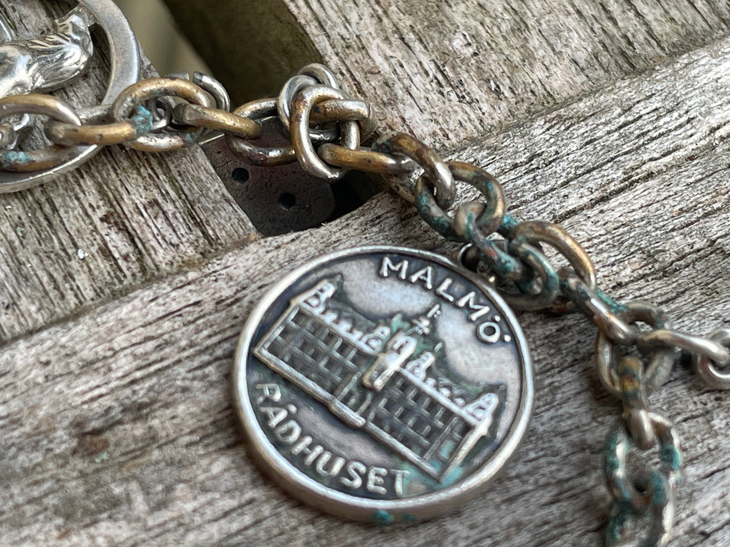 Vintage Silver Charm Bracelet 31g – 12 Charms inc. Malmö Rådhuset, Red-Eyed Fish, Soldier, Key 835, Football & More Collectible