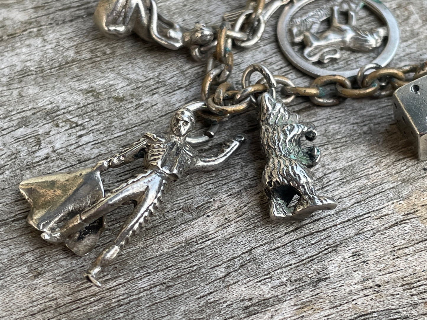 Vintage Silver Charm Bracelet 31g – 12 Charms inc. Malmö Rådhuset, Red-Eyed Fish, Soldier, Key 835, Football & More Collectible