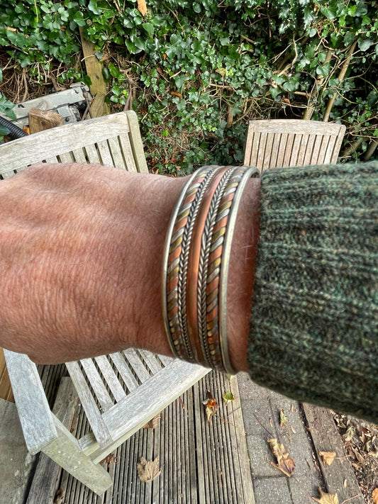 Copper and brass bracelet/Bangle twisted rope design 