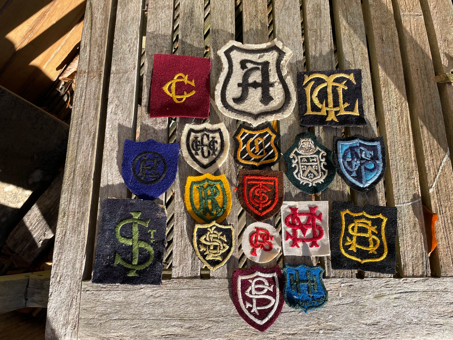 Seventeen vintage school embroidered blazer badges