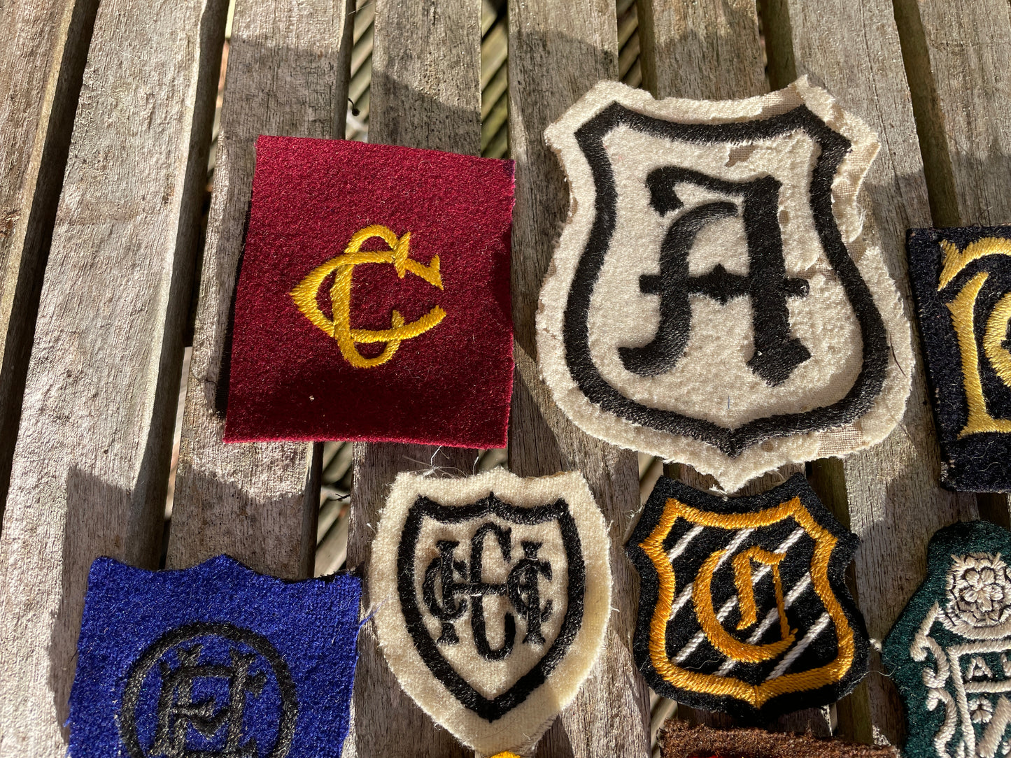 Seventeen vintage school embroidered blazer badges