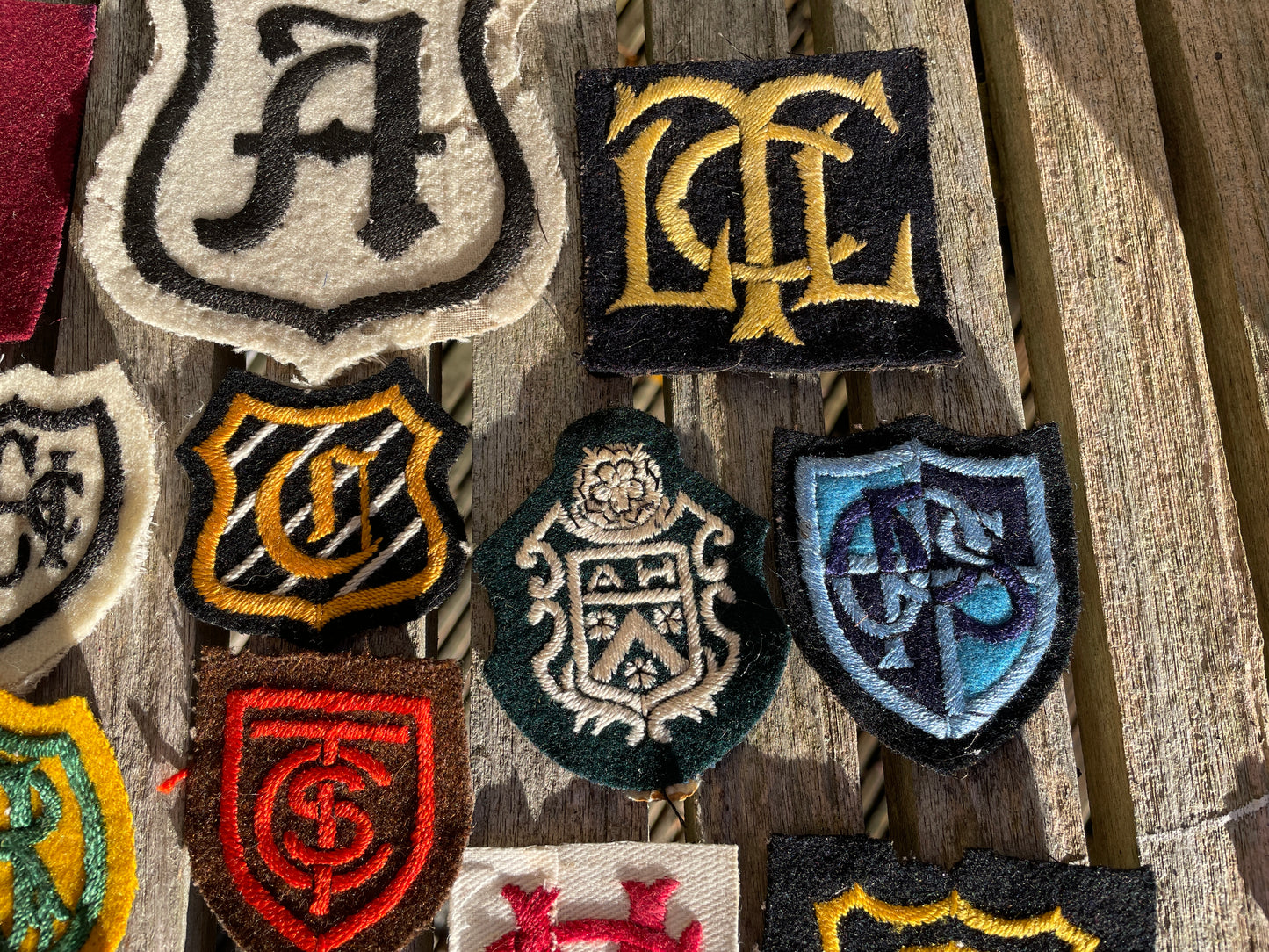 Seventeen vintage school embroidered blazer badges