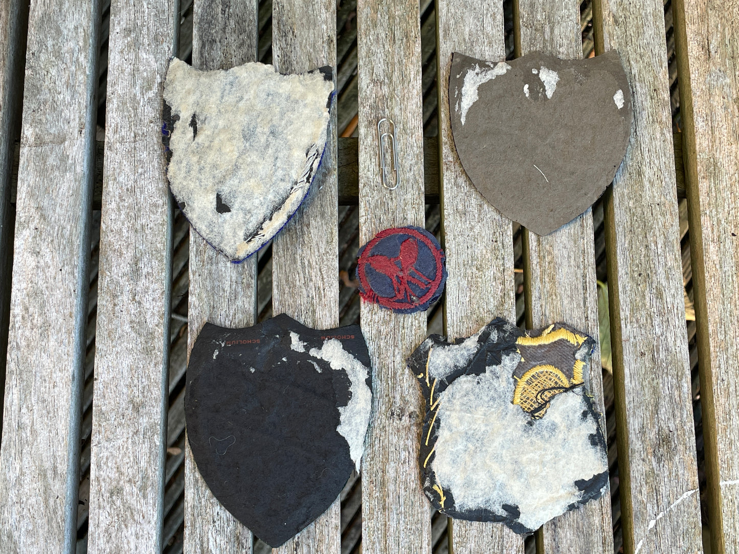 Five vintage tennis club patch badges