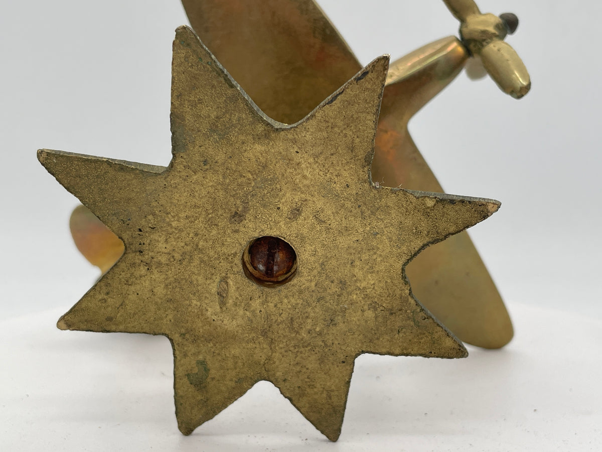 Vintage Solid Brass Spitfire Model, Heavy Desktop Sculpture on Star Base, Mid-Century Aeronautical Collectible