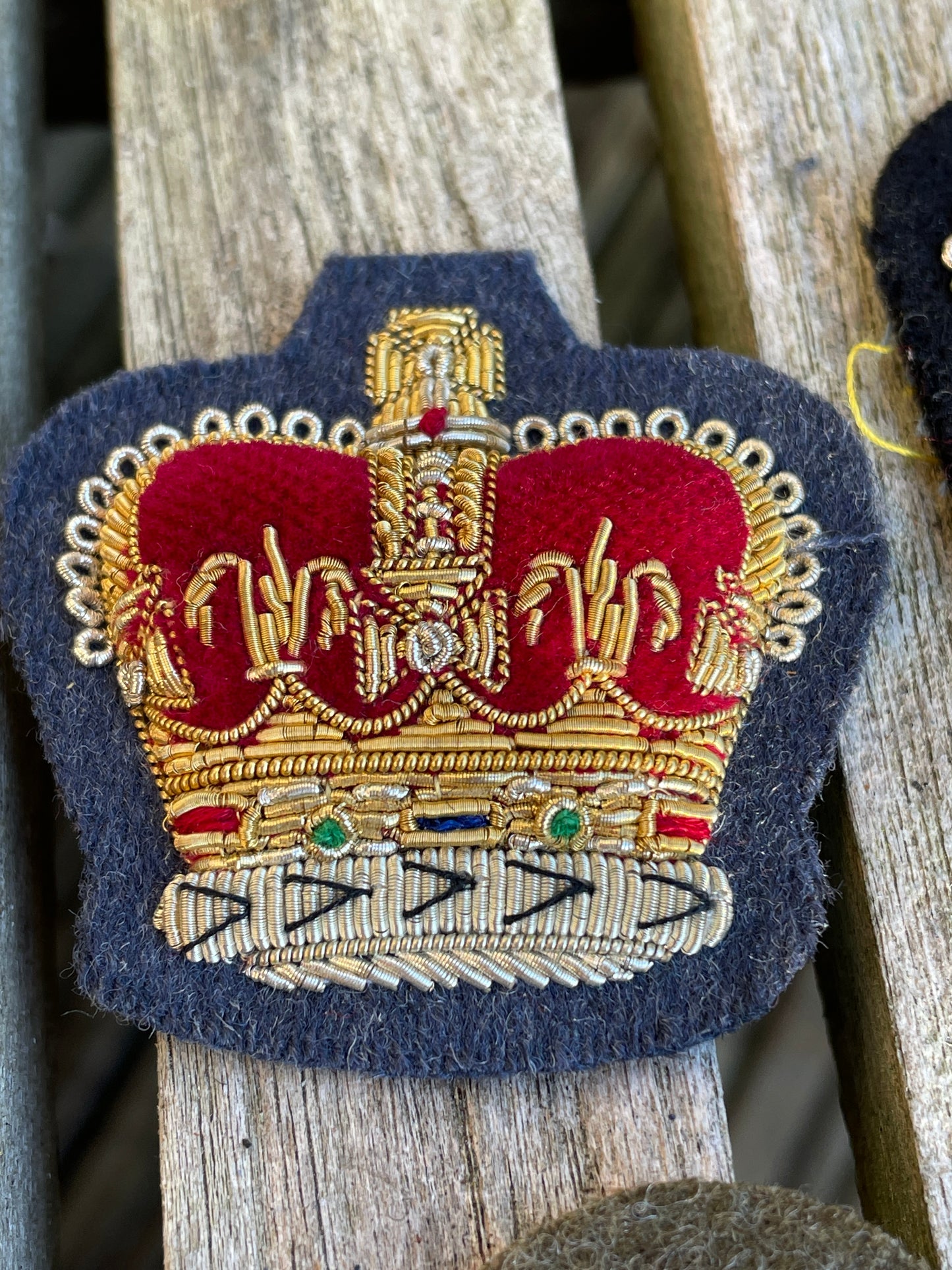 Five vintage British Army cloth officers patch badges