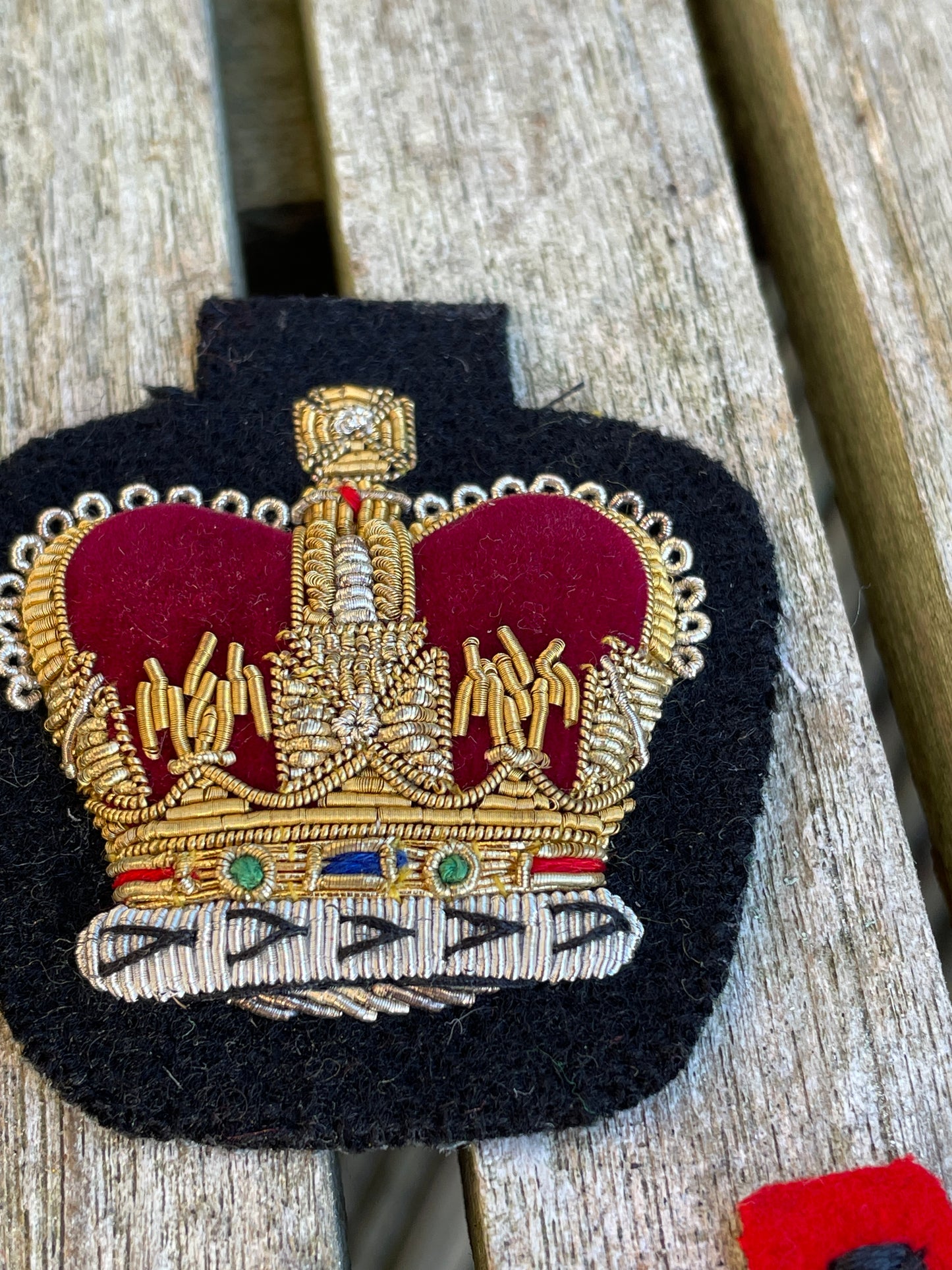 Five vintage British Army cloth officers patch badges