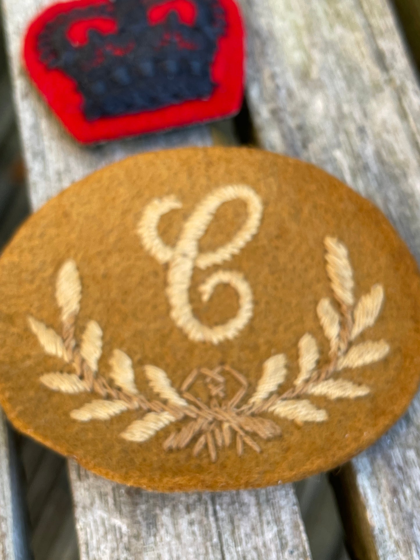 Five vintage British Army cloth officers patch badges