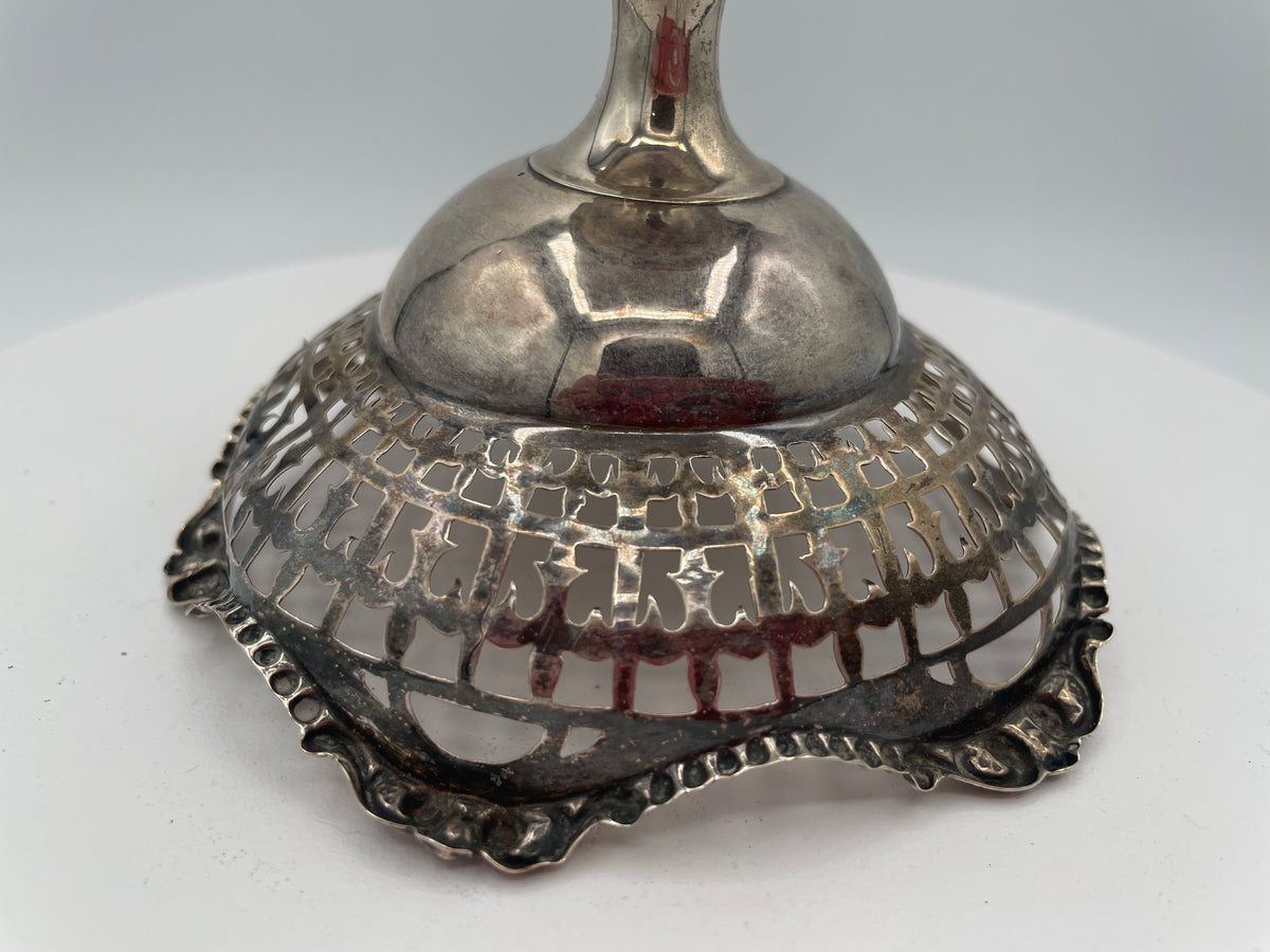 Edwardian Pierced Sterling Silver Pedestal Bowl - Birmingham 1909 Henry Matthews