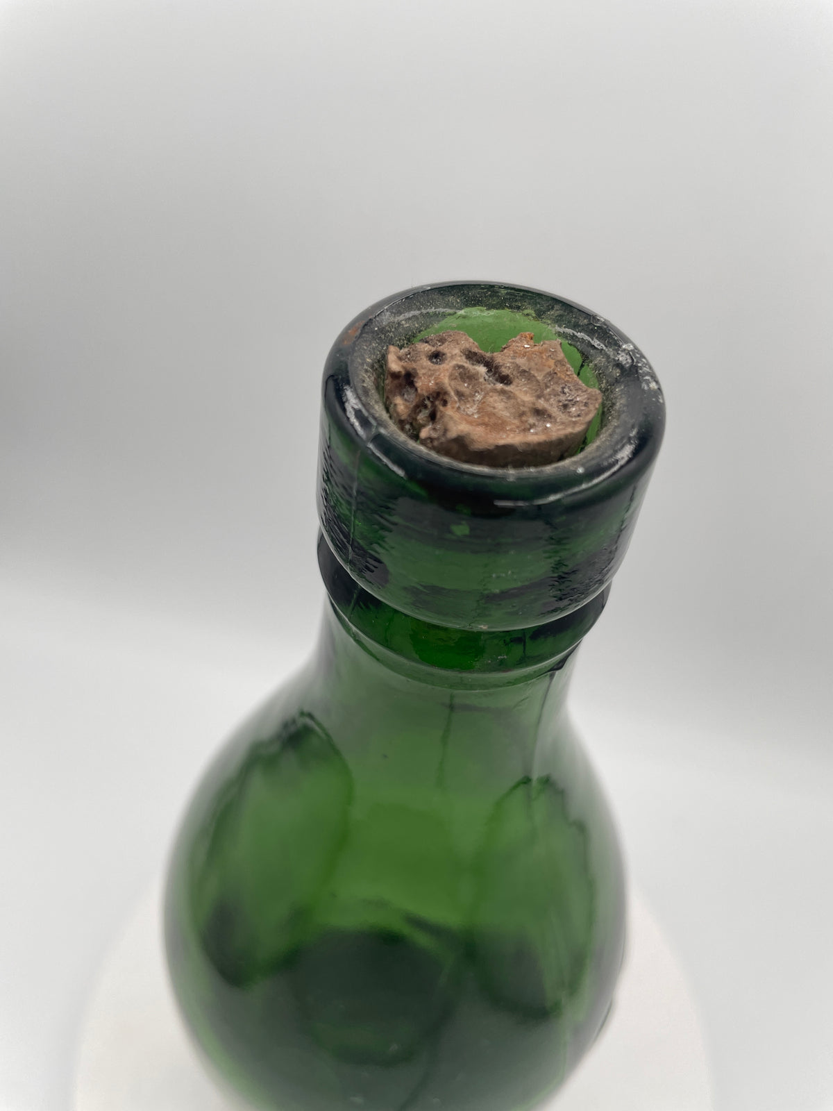 Vintage Embossed Glass Bottle - Hancock's Swansea 30cm Green Glass