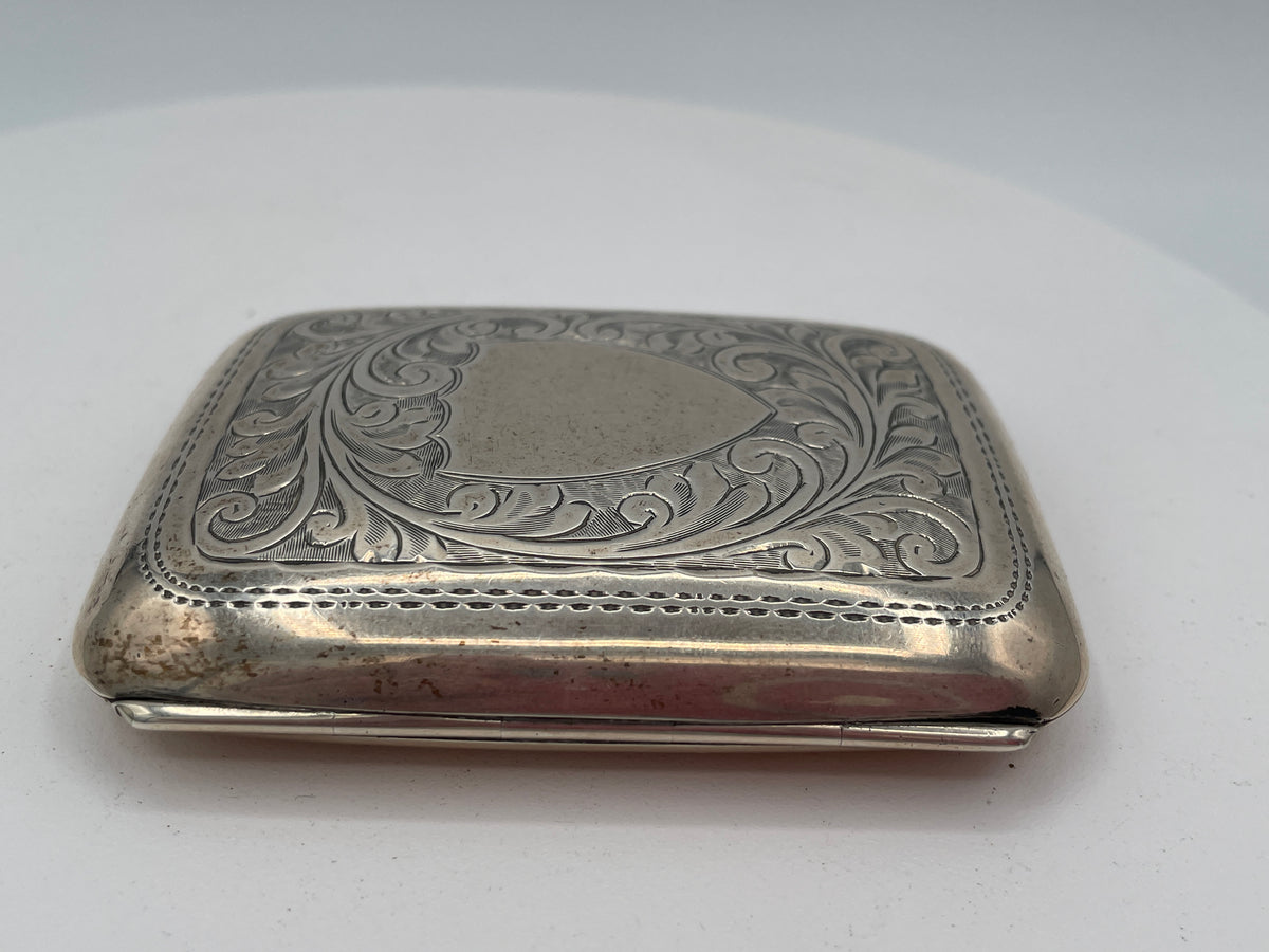 Antique 1920 Birmingham Hallmarked Solid Silver Cigarette Case - M.H. Meyer Ltd