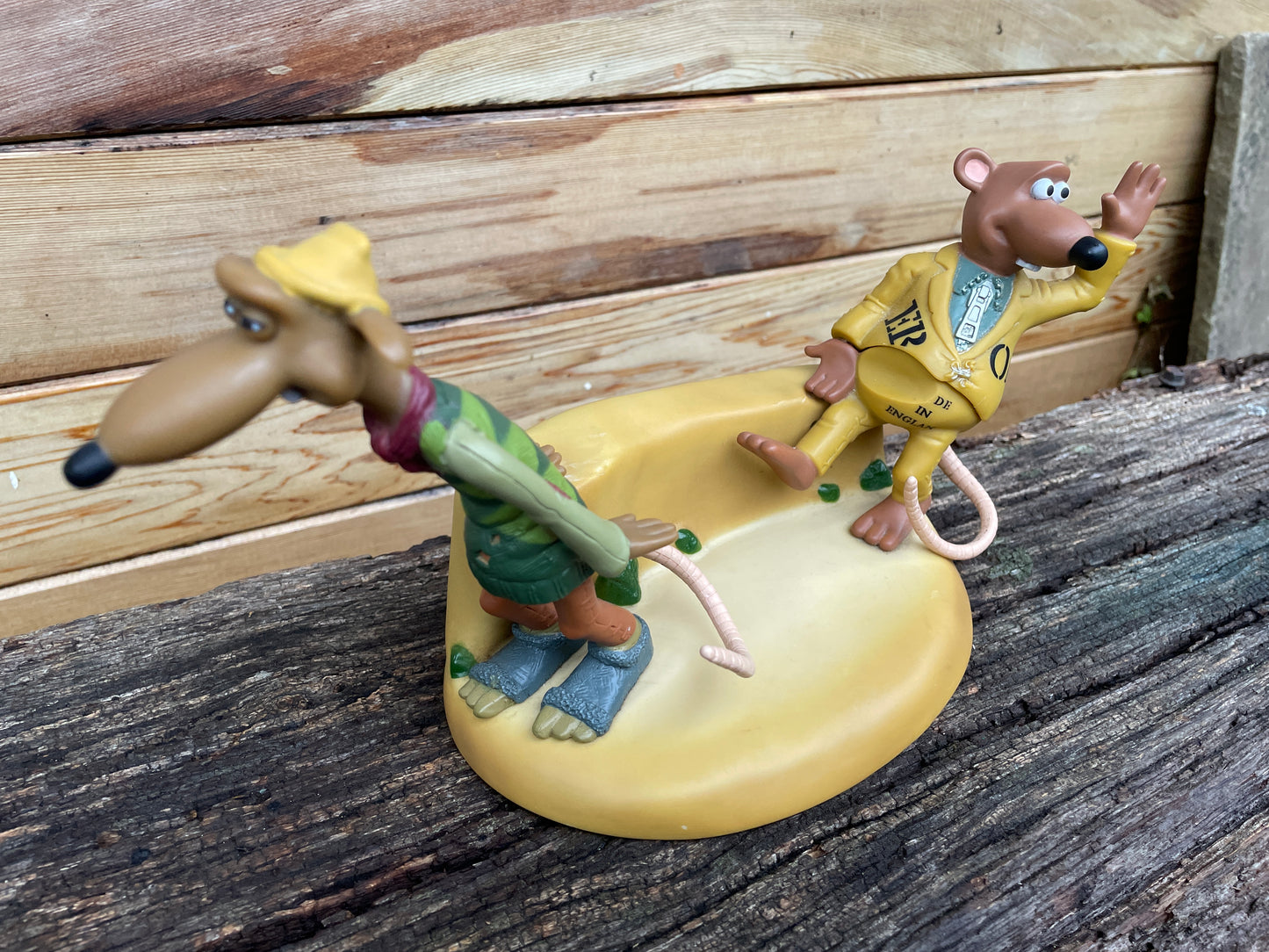 Figure of Nick and Fletcher from the Chicken Run film 1999 by Nick Park Aardman